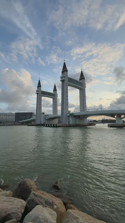 Majestic Drawbridge at Sunrise in Coastal City Free Stock Video Footage ...
