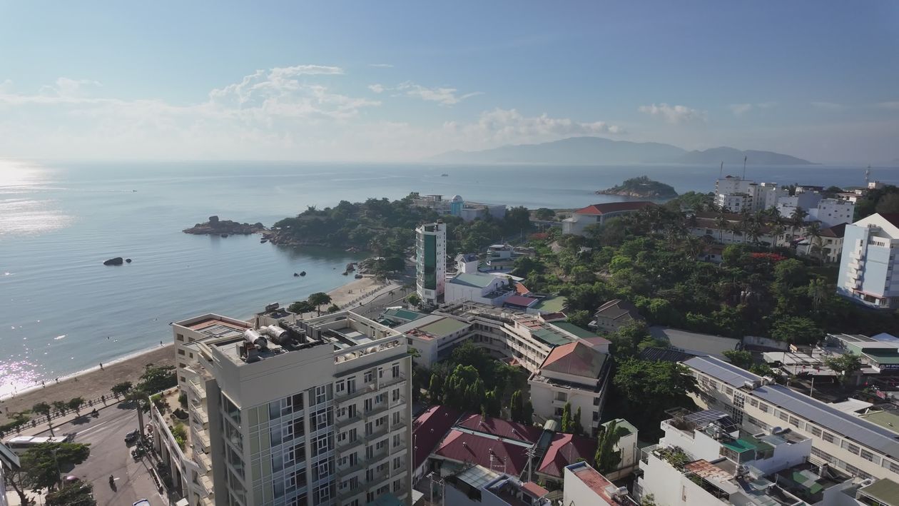 Aerial view of coastal cityscape and skyline Free Stock Video Footage ...