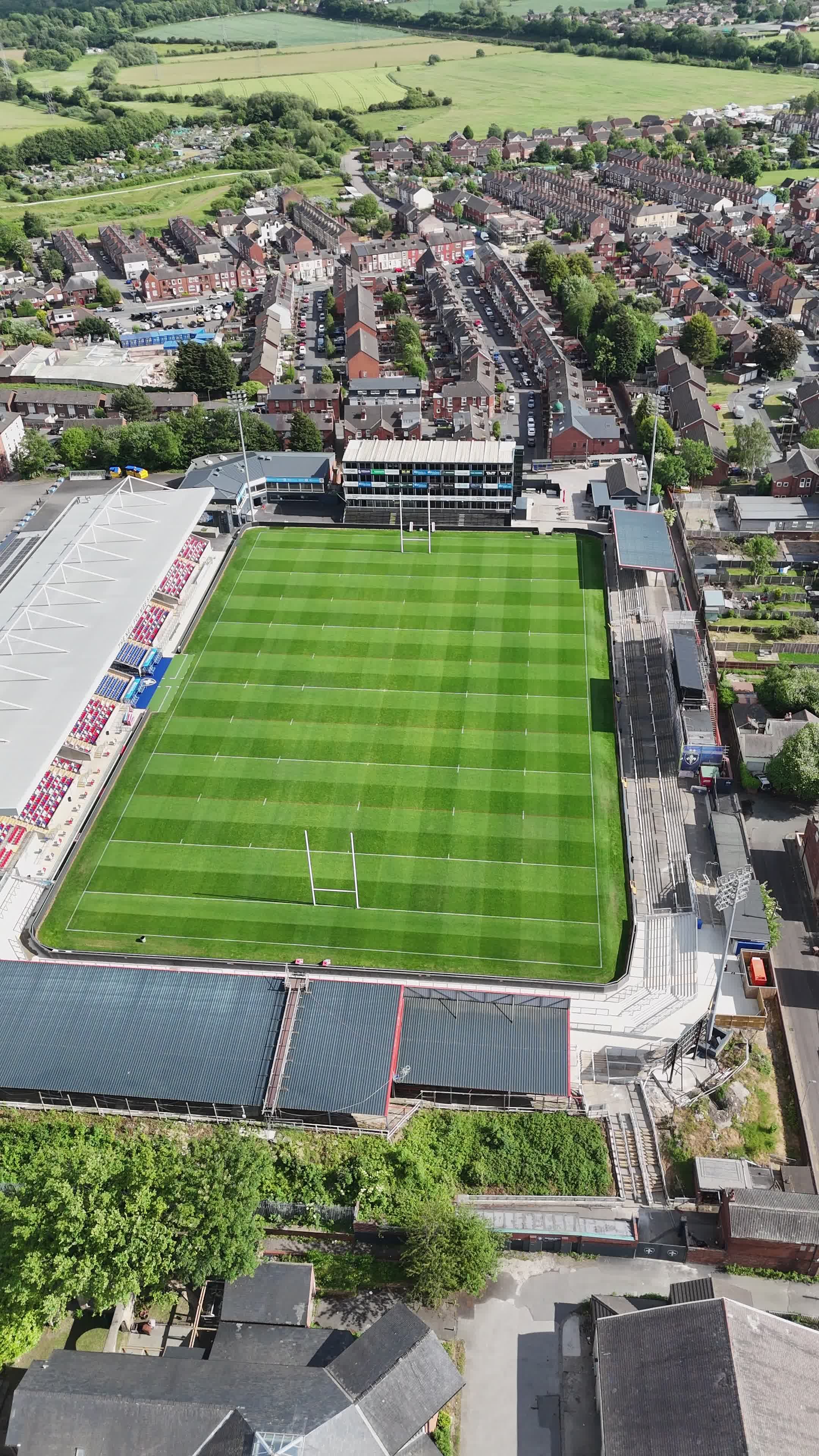 Aerial View of Rugby Stadium and Surrounding Town Free Stock Video ...