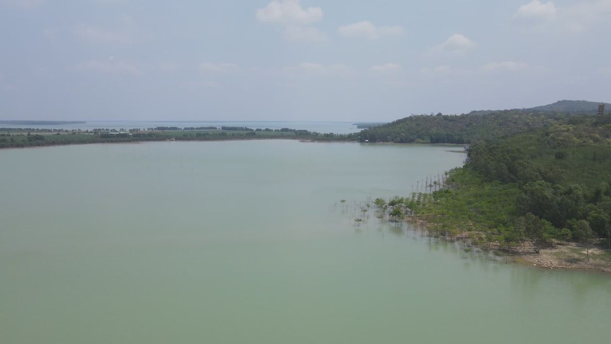 Serene Aerial Lake View with Forested Hills Free Stock Video Footage ...