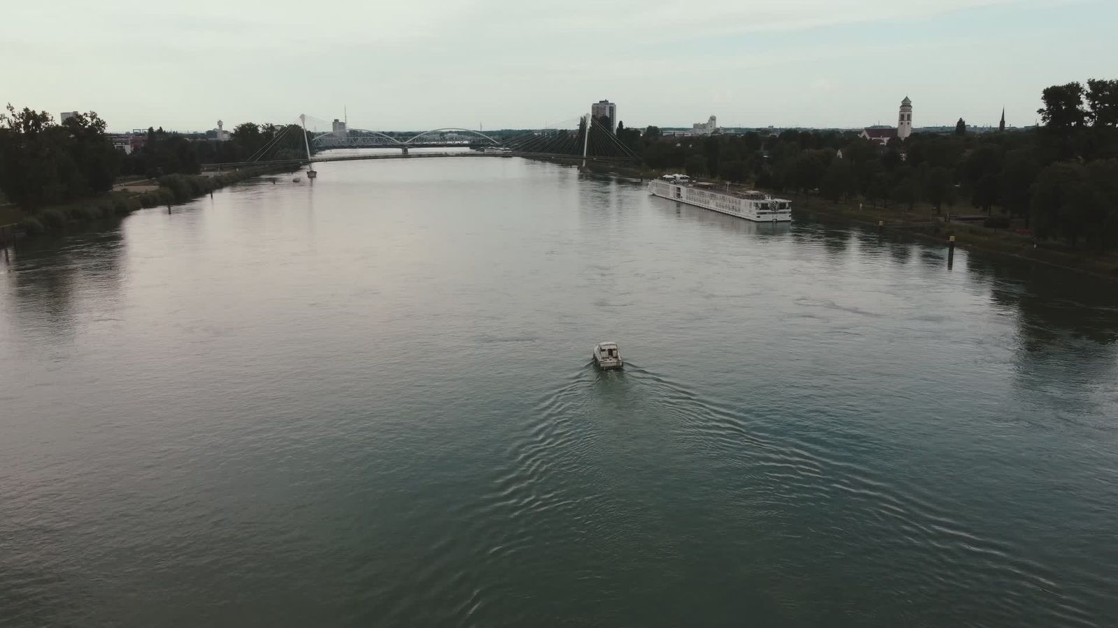Scenic Aerial View of Rhine River in Basel Free Stock Video Footage ...