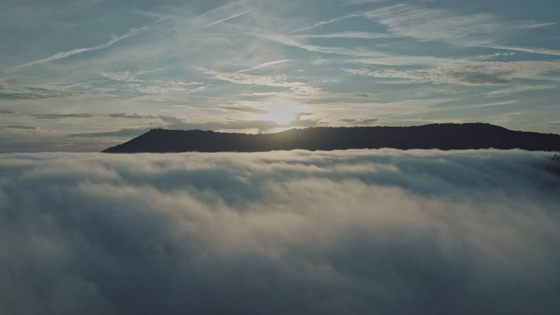 Breathtaking Aerial View of Misty Mountain Sunrise Free Stock Video ...