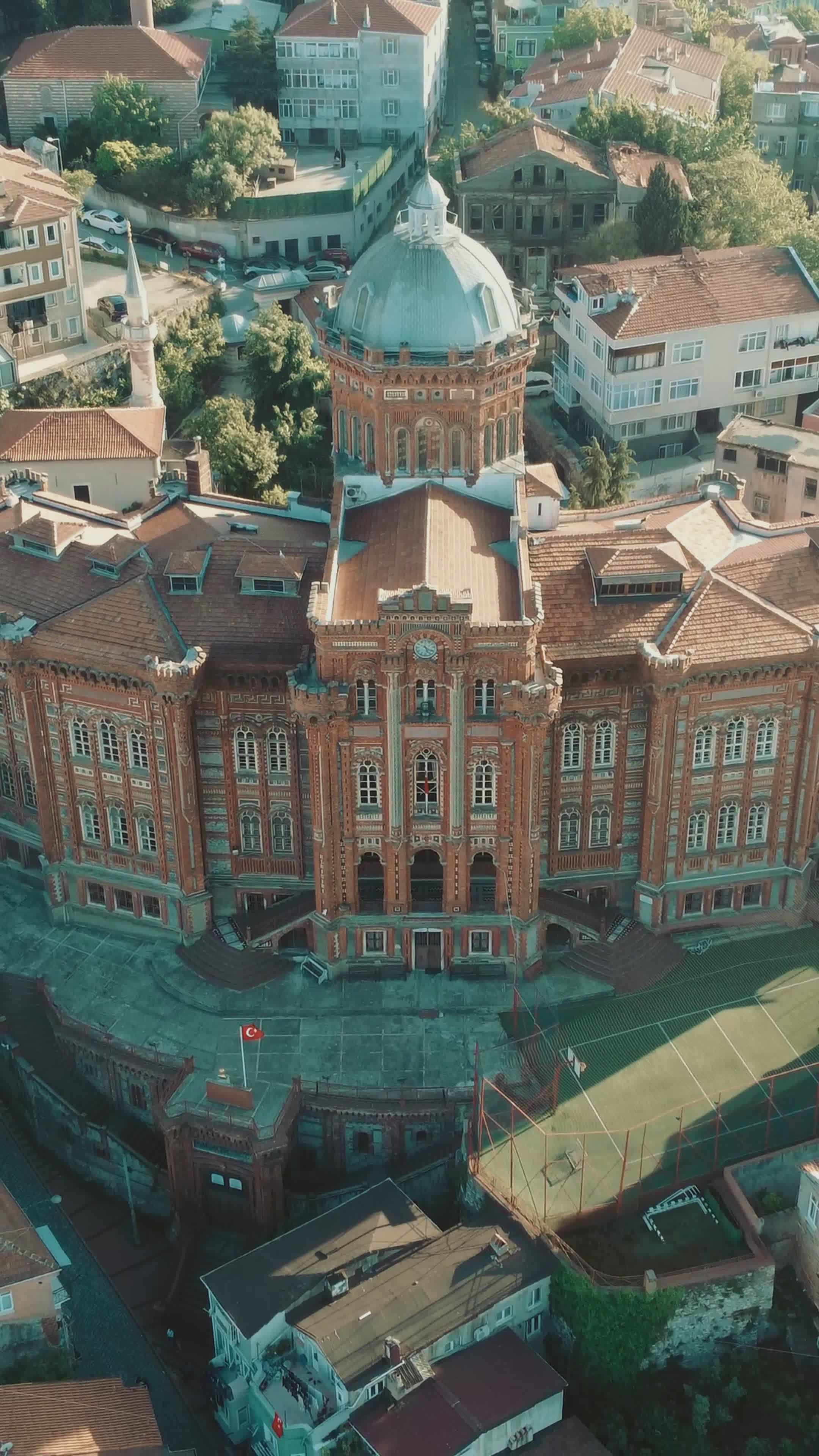 Aerial View of Istanbul's Historic Red School Free Stock Video Footage ...