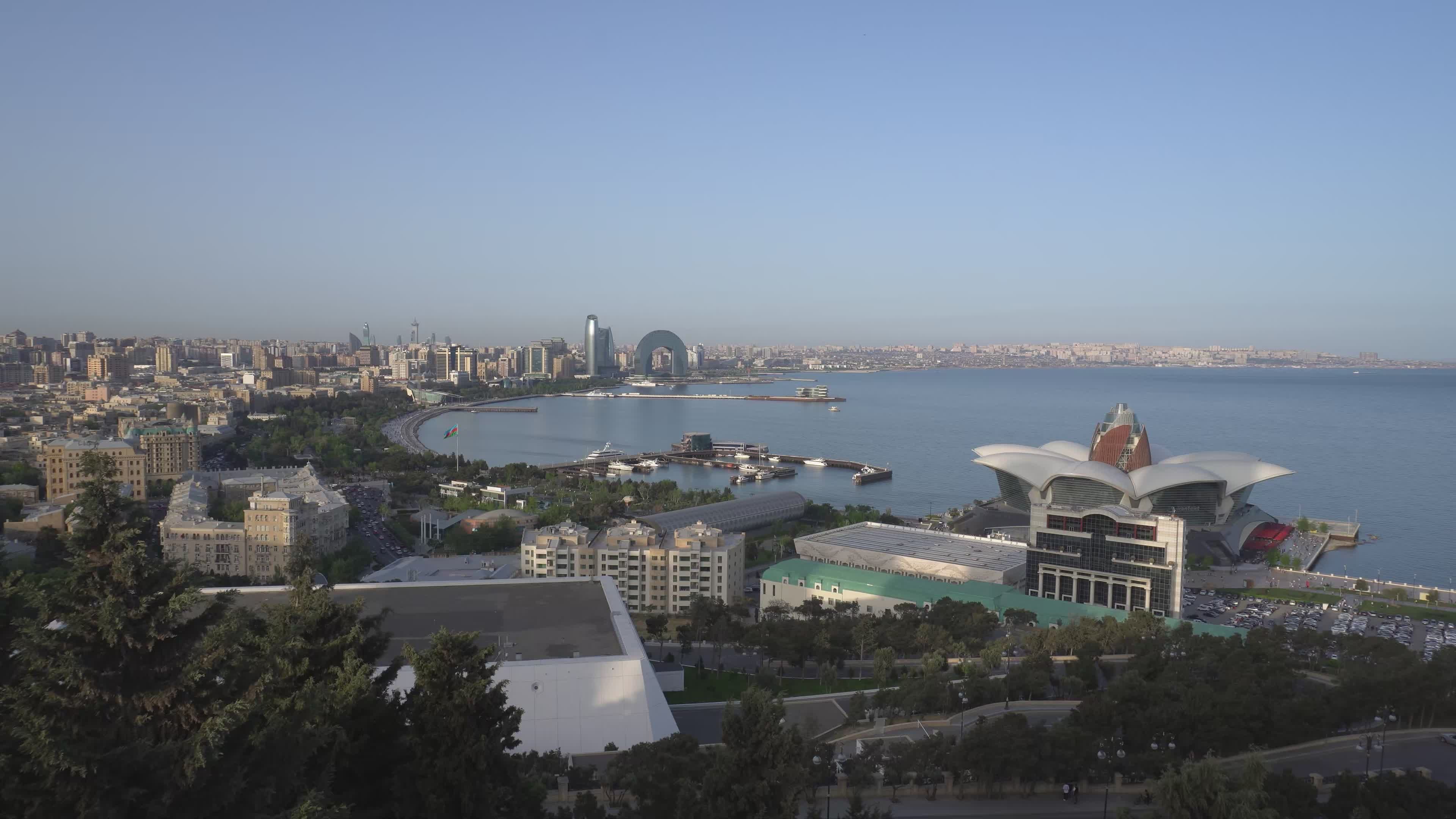Aerial View of Baku Coastline and Skyline Free Stock Video Footage ...
