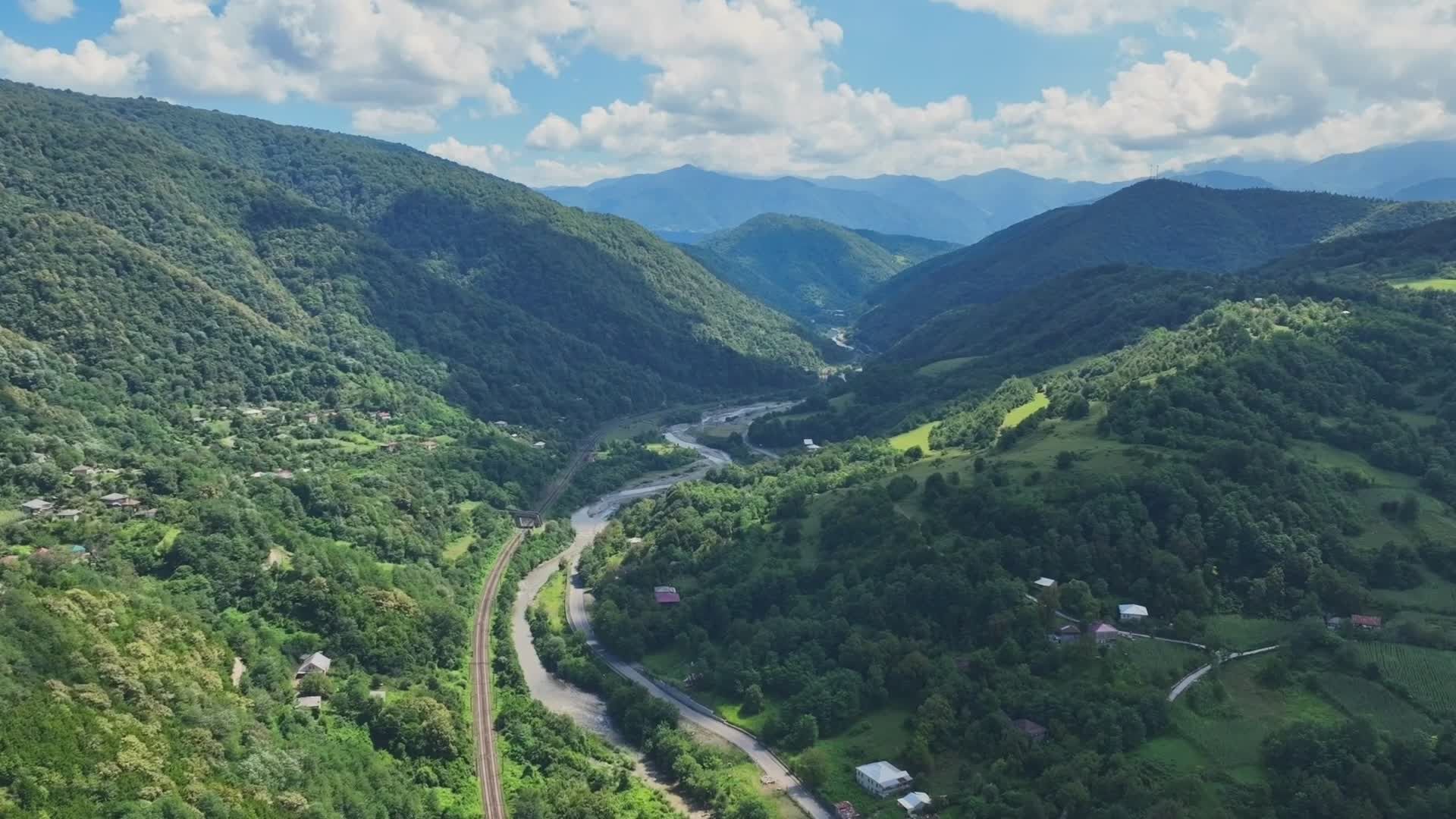 Stunning Aerial View of Lush Mountain Valley Free Stock Video Footage ...