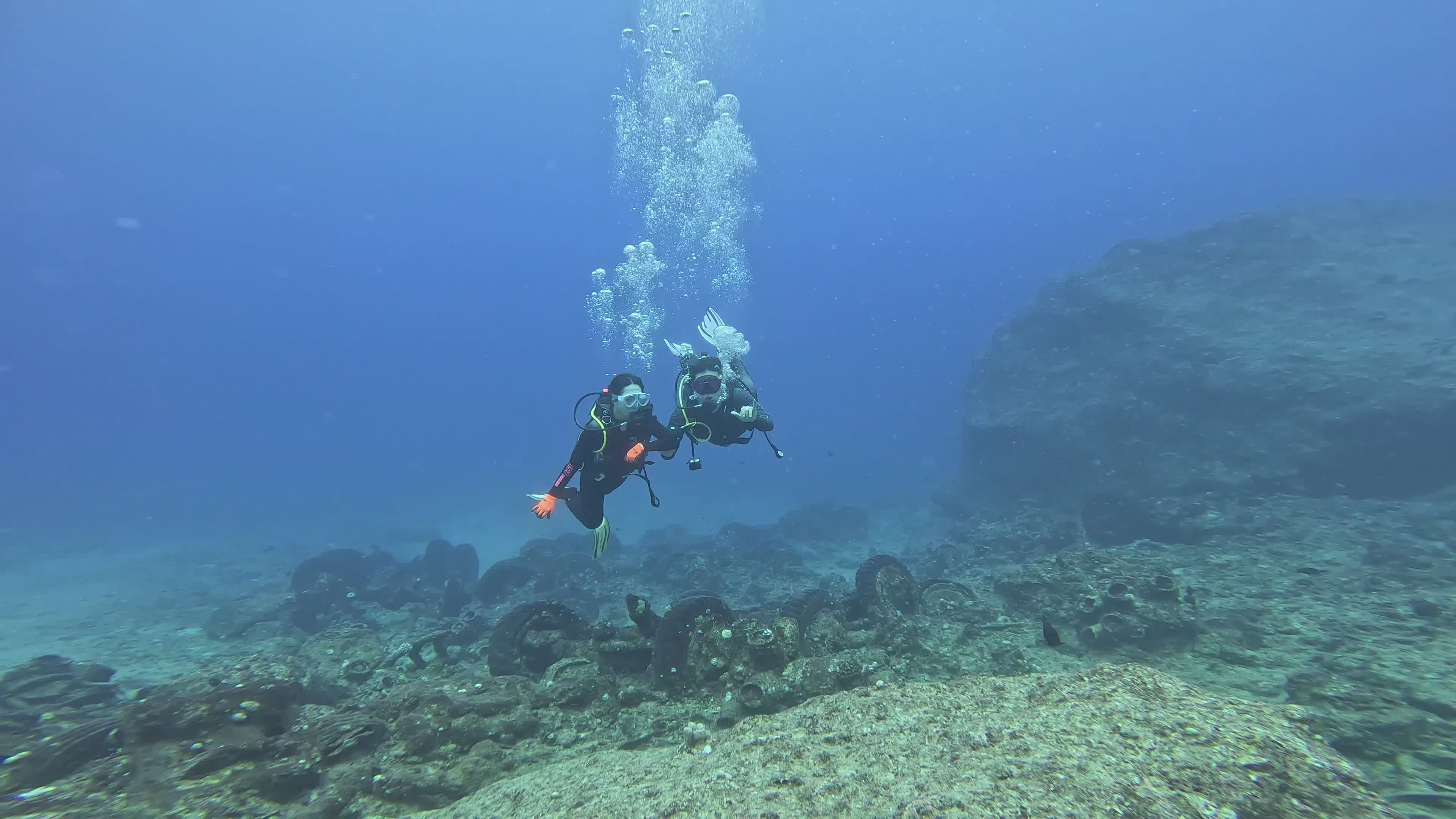 Scuba Divers Exploring Underwater World Free Stock Video Footage ...