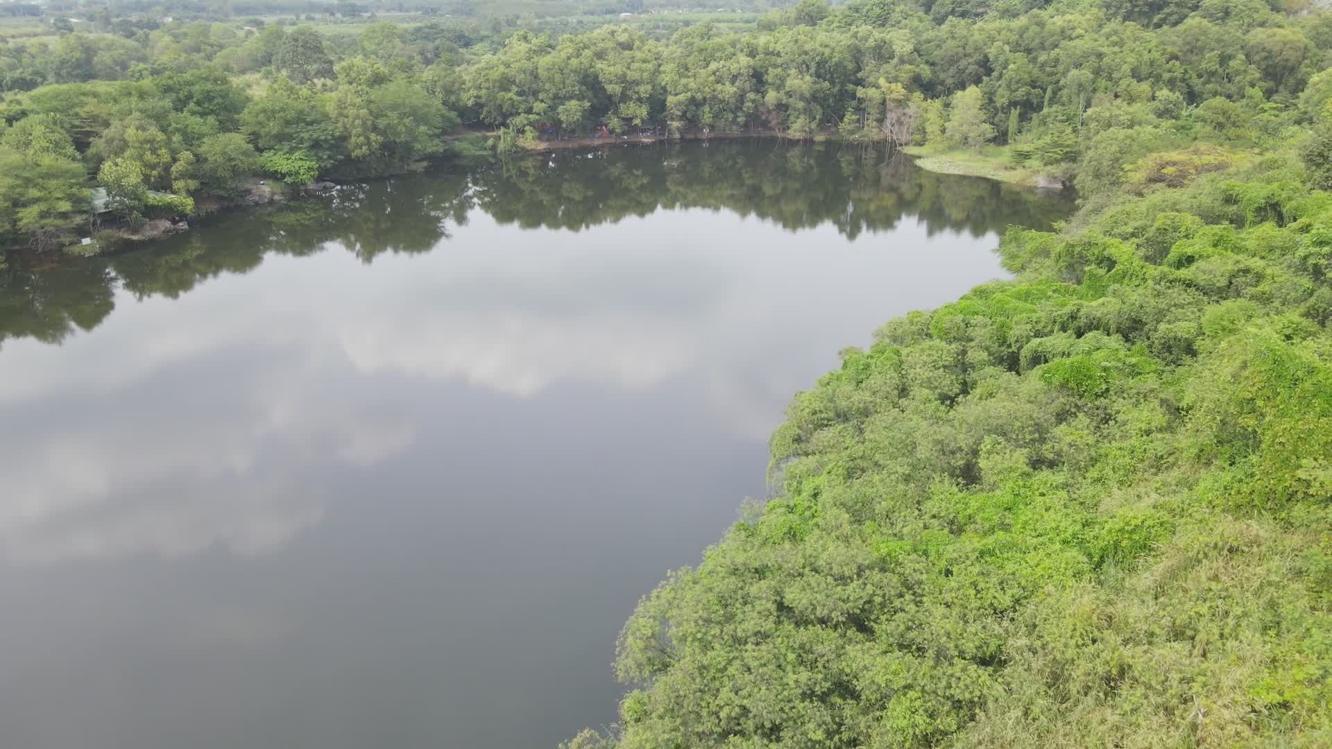 Aerial View of Serene Lake Surrounded by Forest Free Stock Video ...