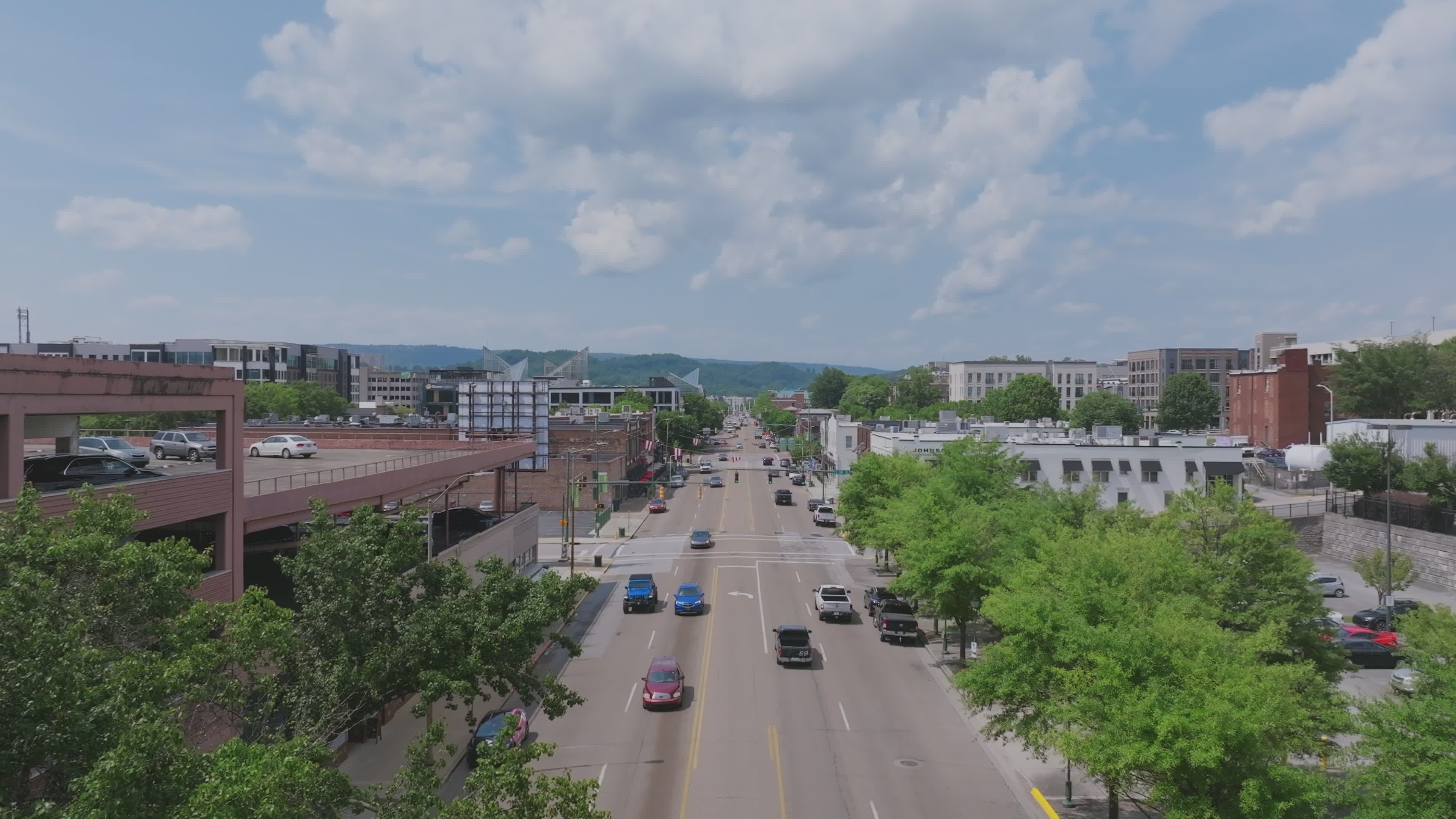 Aerial View of Busy Urban Street in Summer Free Stock Video Footage ...
