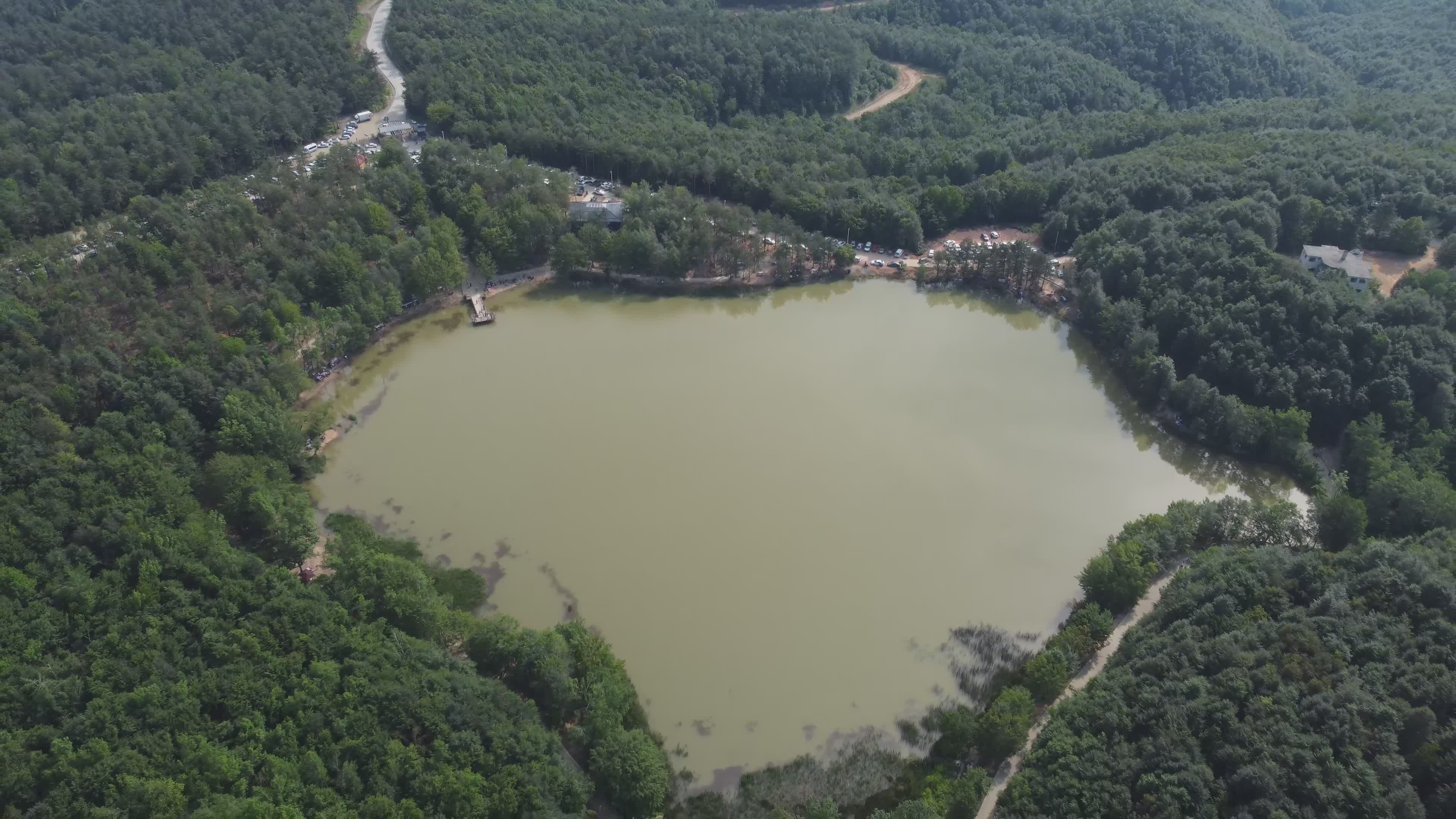 Aerial View of Serene Forest Lake in Düzce Free Stock Video Footage ...
