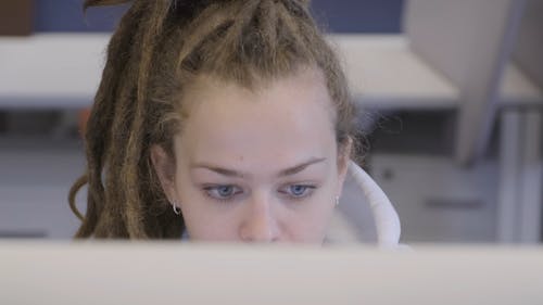 Close-up Footage Of A Woman Face With Blue Eyes