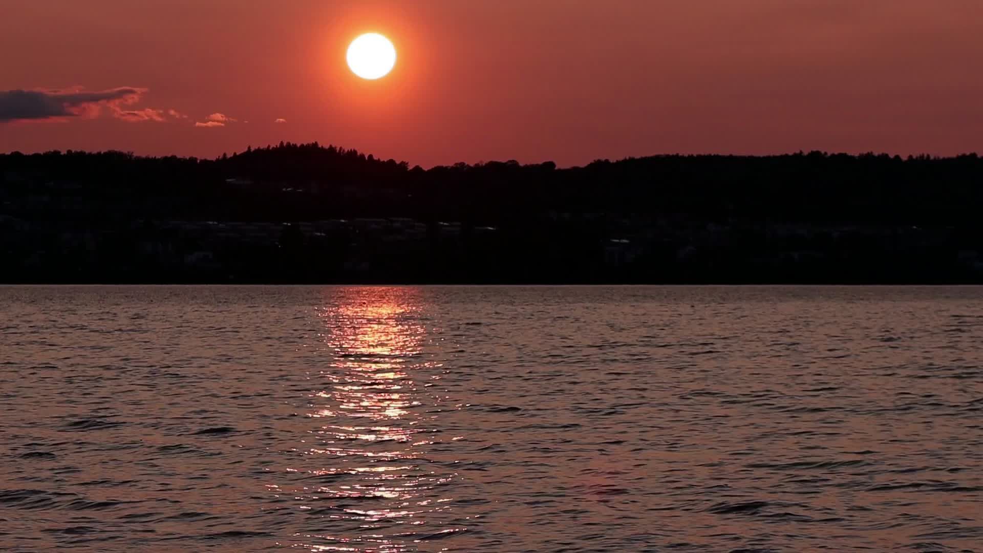 Serene Sunset over Tranquil Lake Free Stock Video Footage, Royalty-Free ...