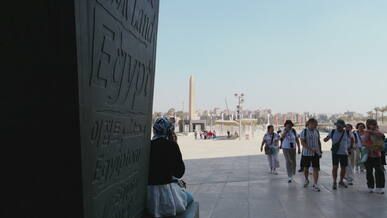 tourists at iconic egyptian landmark