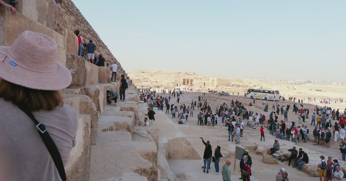 Visiting Pyramids Tourists at the Great Pyramid of Giza Free Stock Video Footage, Royalty ...