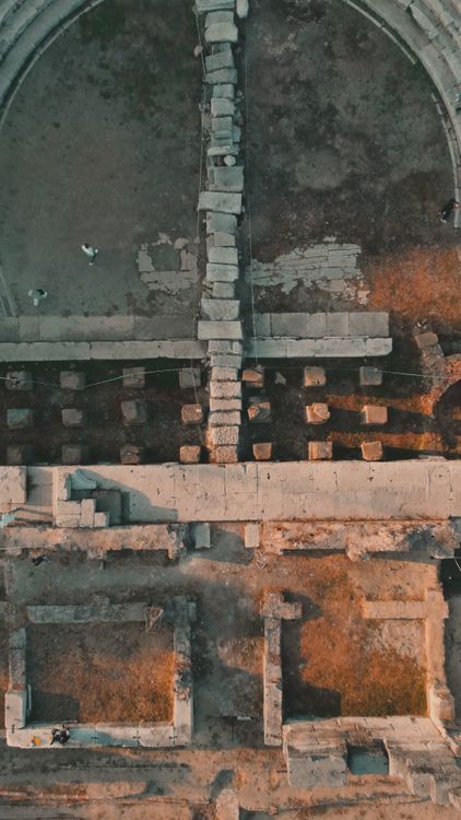 Aerial View of Ancient Roman Amphitheater Ruins Free Stock Video ...