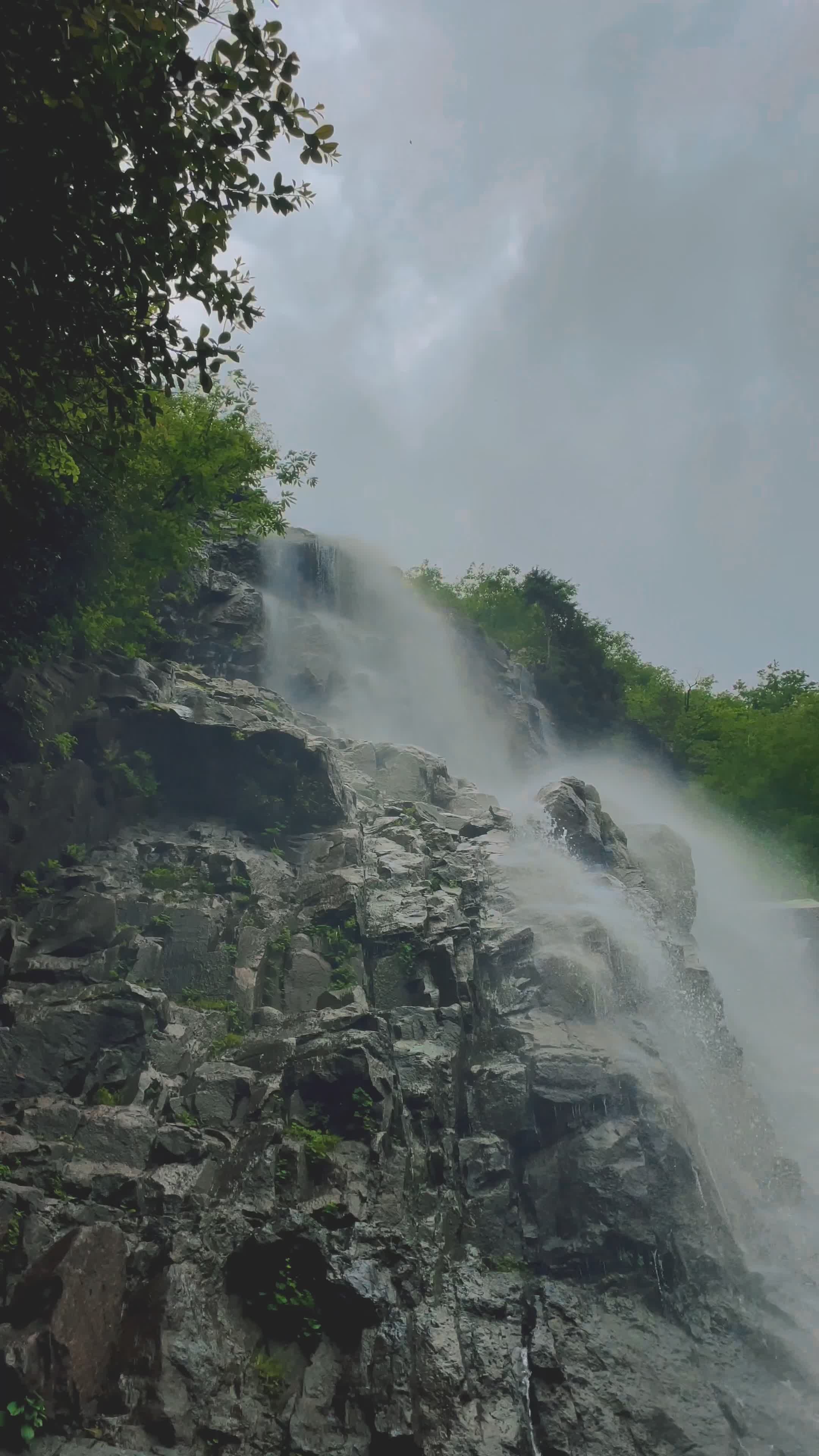 Majestic Cascading Waterfall Over Rocky Cliff Free Stock Video Footage ...