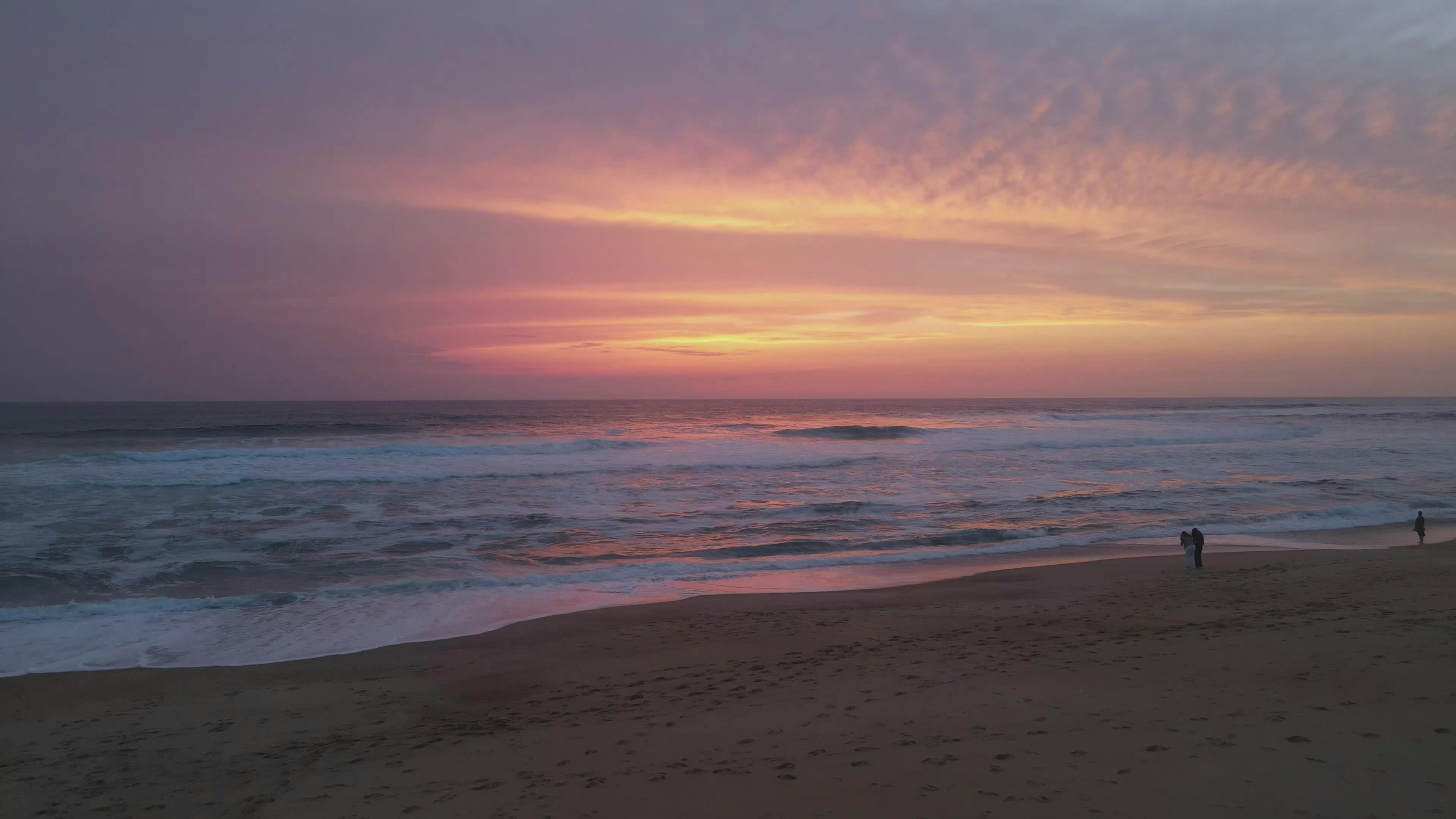 Enchanting Hossegor Beach Sunset with Waves Free Stock Video