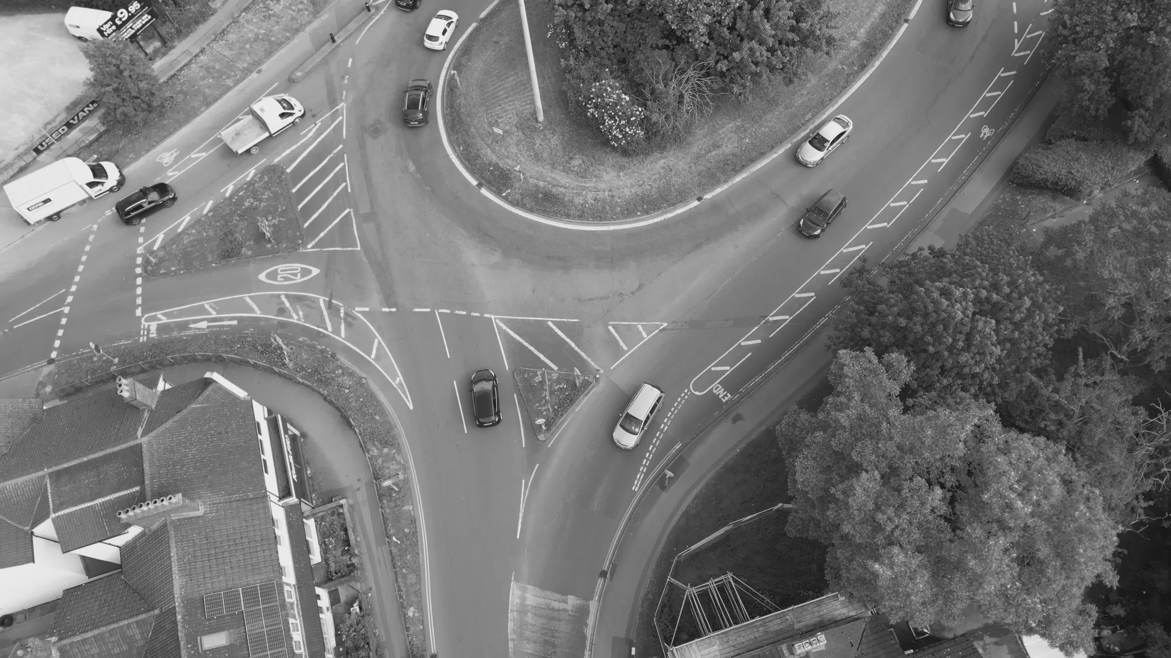 Aerial View of Busy Urban Roundabout Free Stock Video Footage, Royalty ...