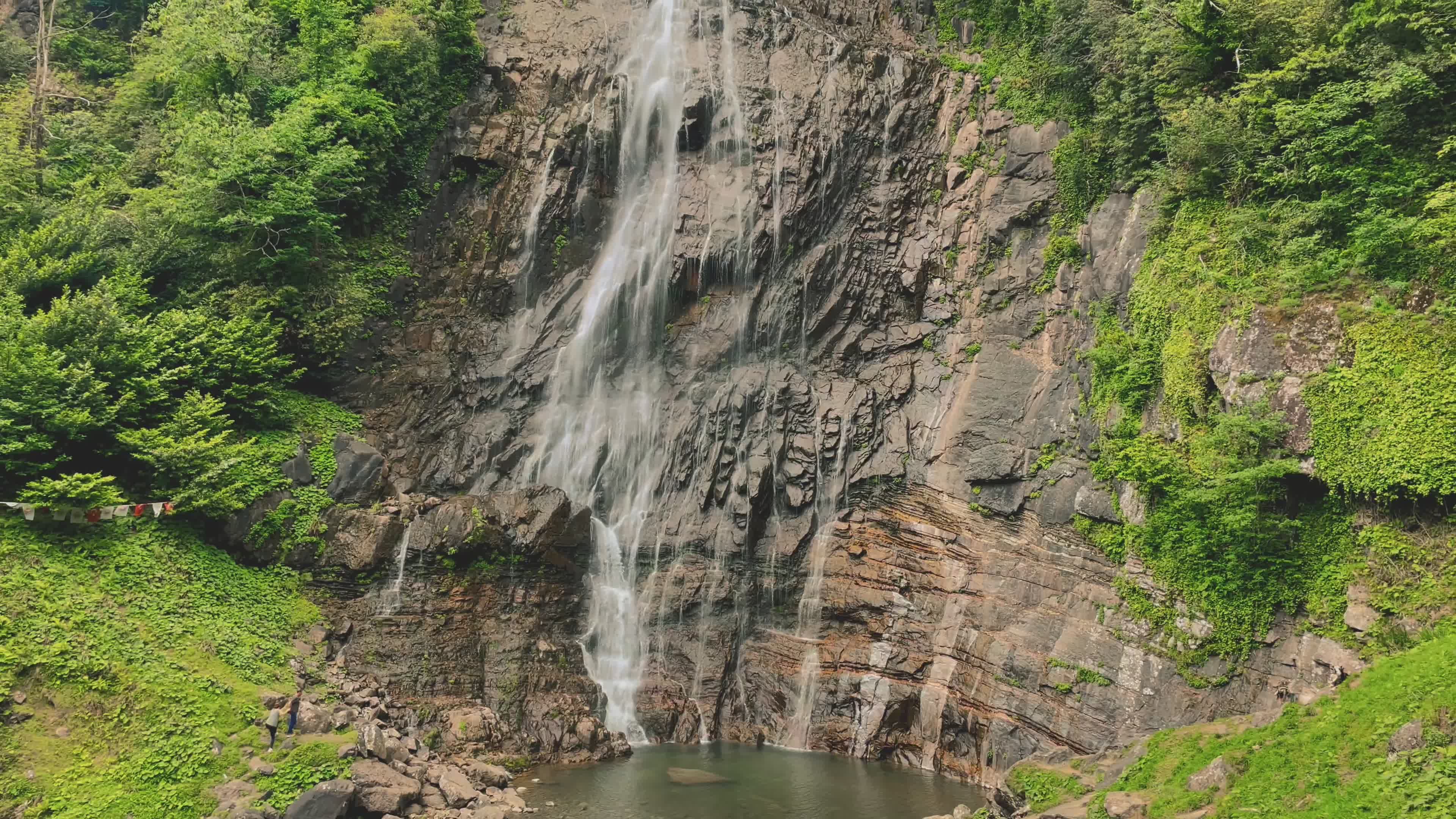Majestic Waterfall in Lush Green Forest Free Stock Video Footage ...