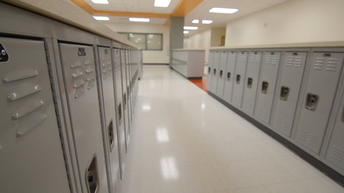 Lockers In A Locker Room As Part Of The School Facility · Free Stock Video 