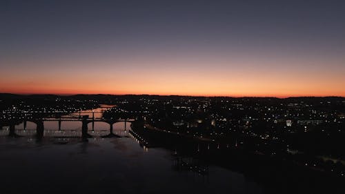 Drone Footage Of City At Night