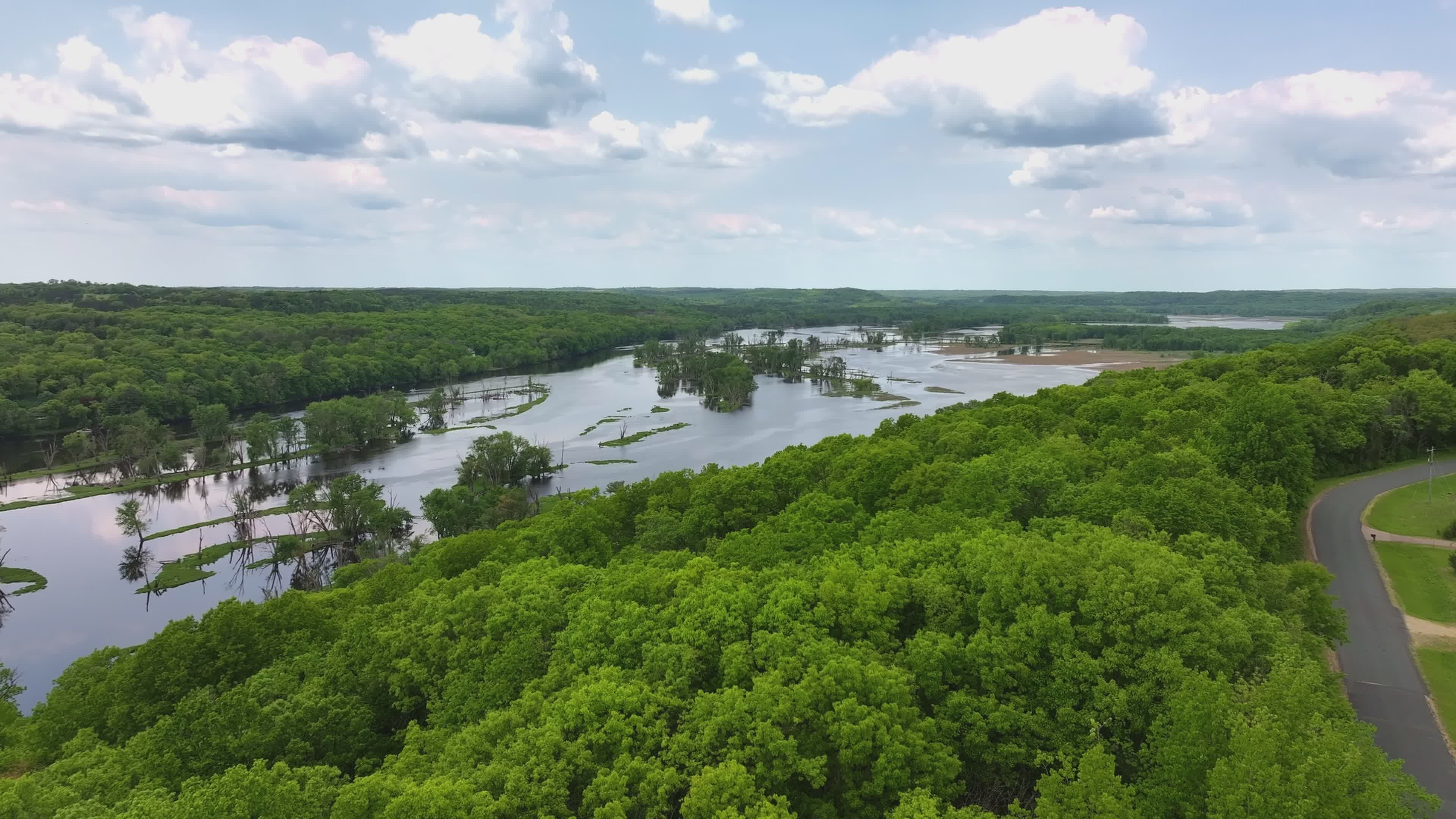 Serene Aerial View of Lush Green Forests and Rivers Free Stock Video ...