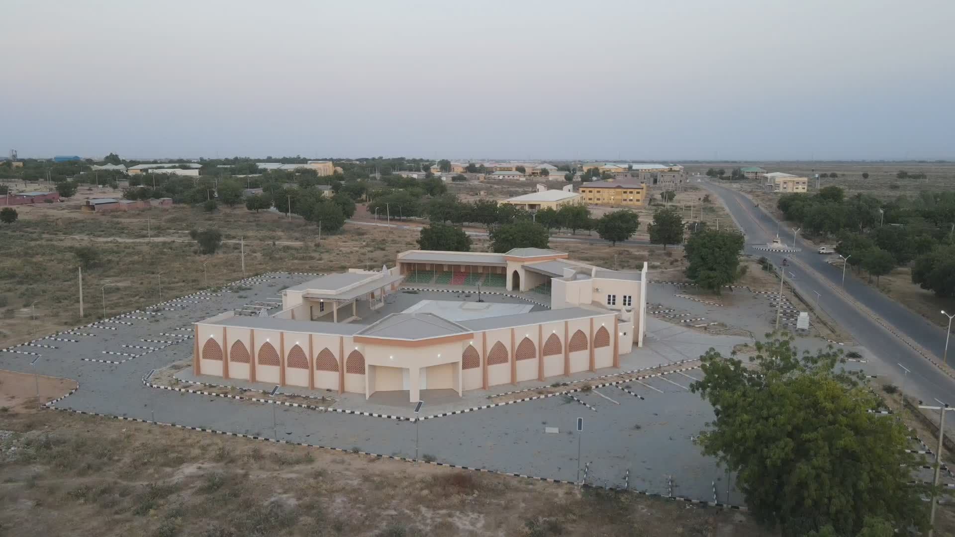 Aerial View of a Mosque in Rural Landscape Free Stock Video Footage ...