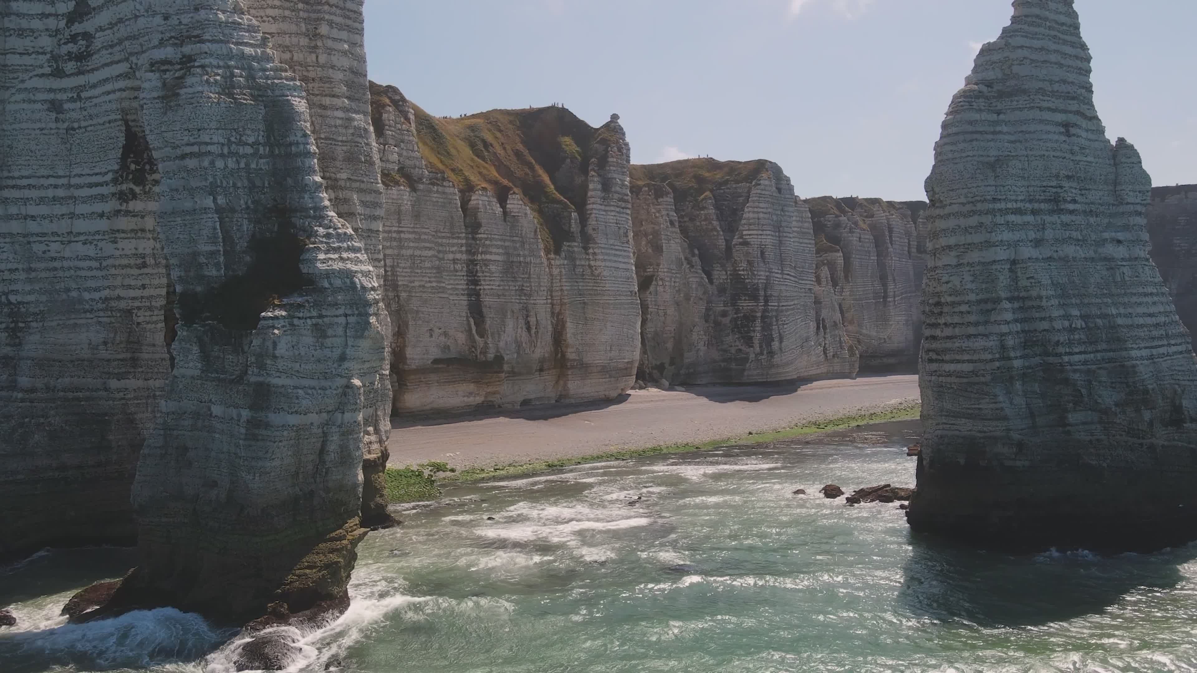 Drone View of Majestic Etretat Cliffs in Normandy Free Stock Video ...