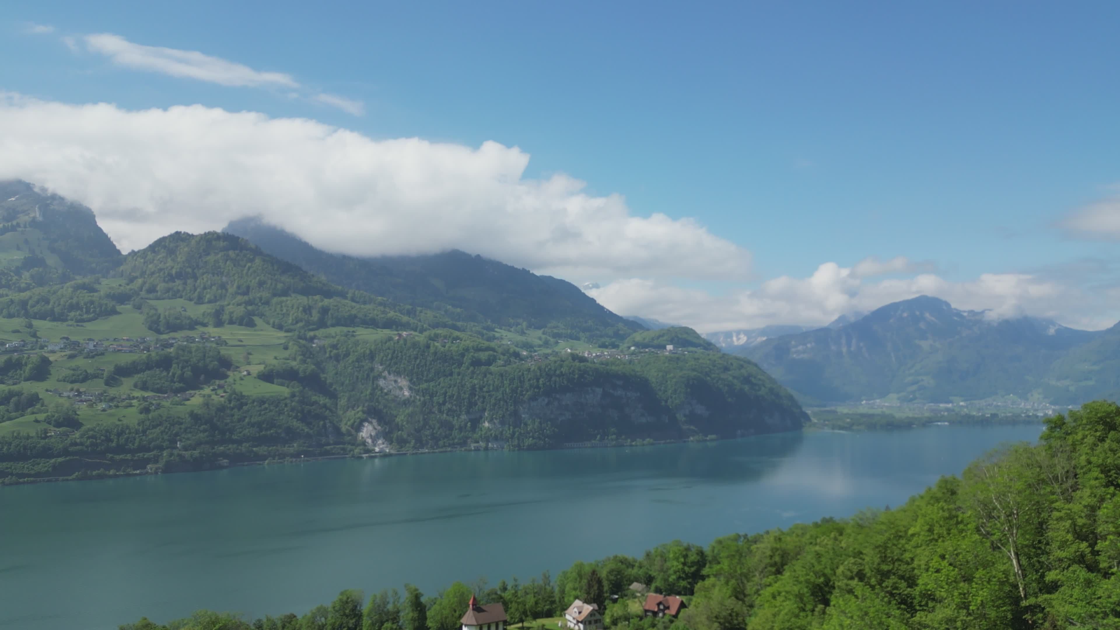 Stunning Aerial View of Swiss Lakes and Mountains Free Stock Video ...
