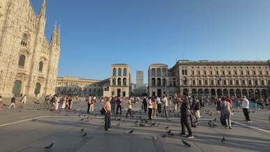 sunny day at piazza del duomo milan