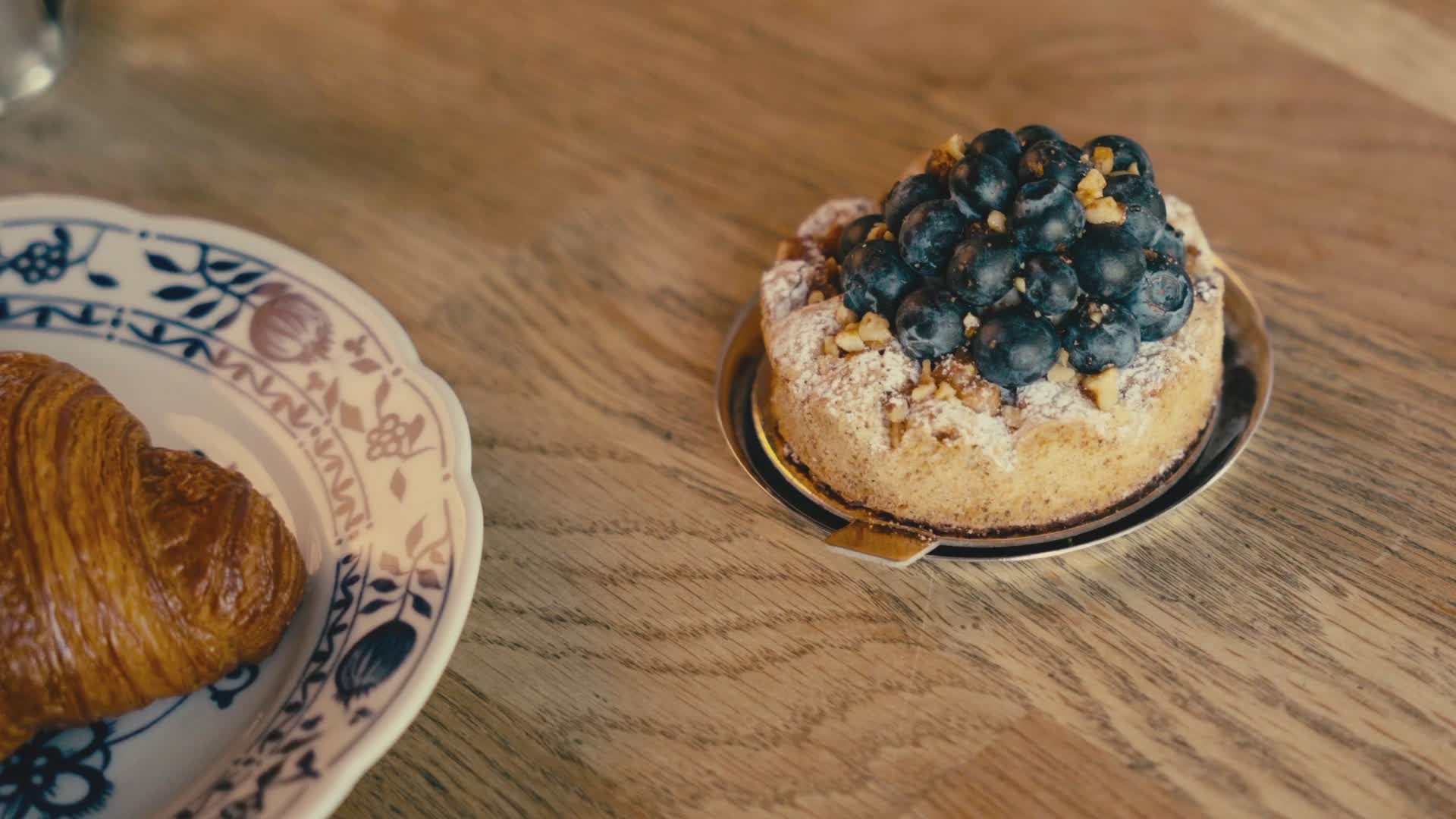 Delicious Blueberry Pastry and Croissant Close-up Free Stock Video ...