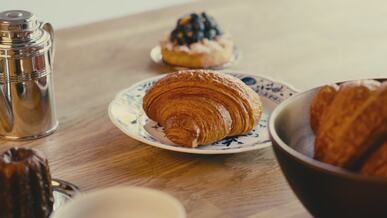 delicious pastries on a rustic wooden table