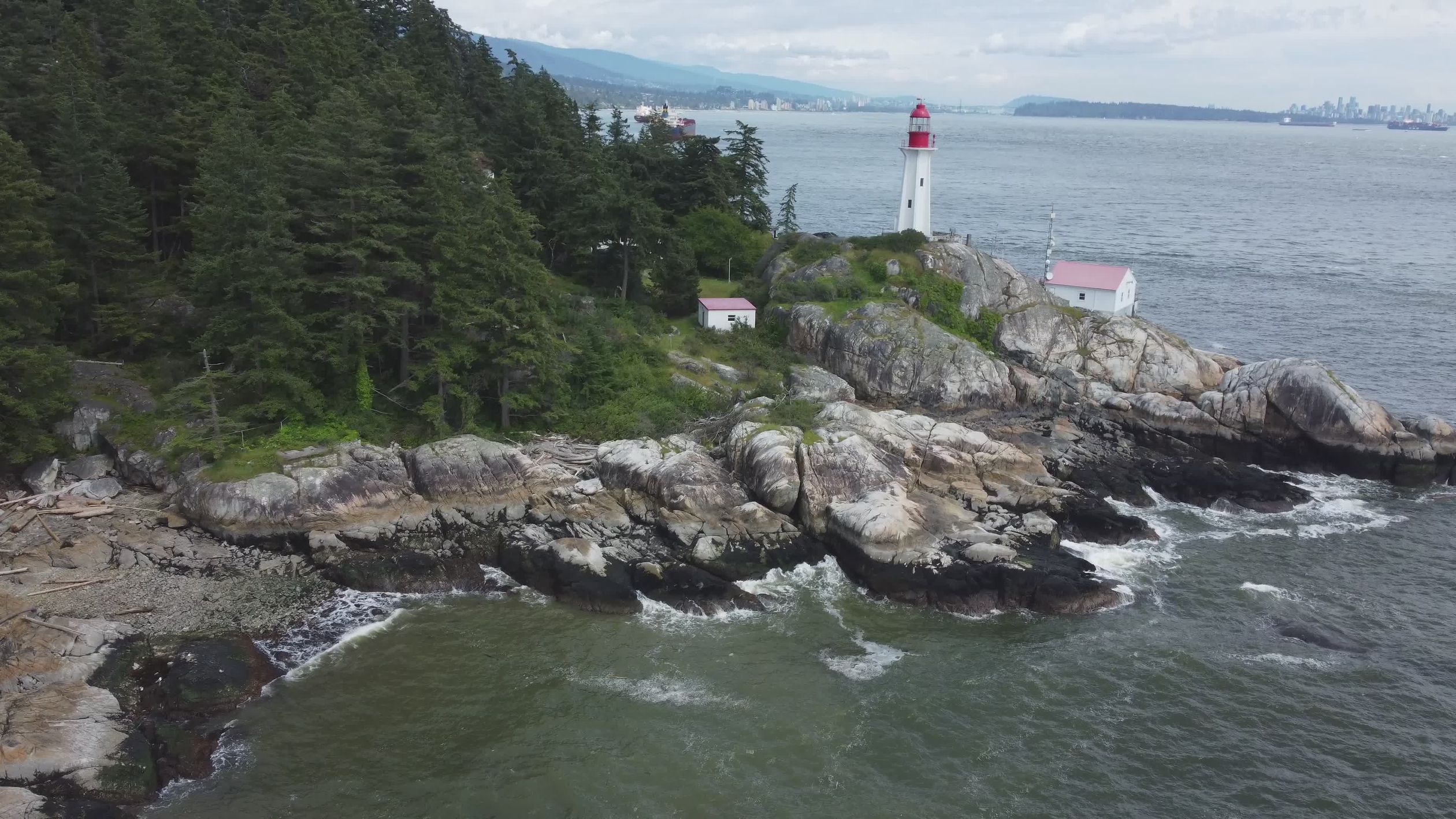 Scenic Aerial View of Point Atkinson Lighthouse Free Stock Video ...