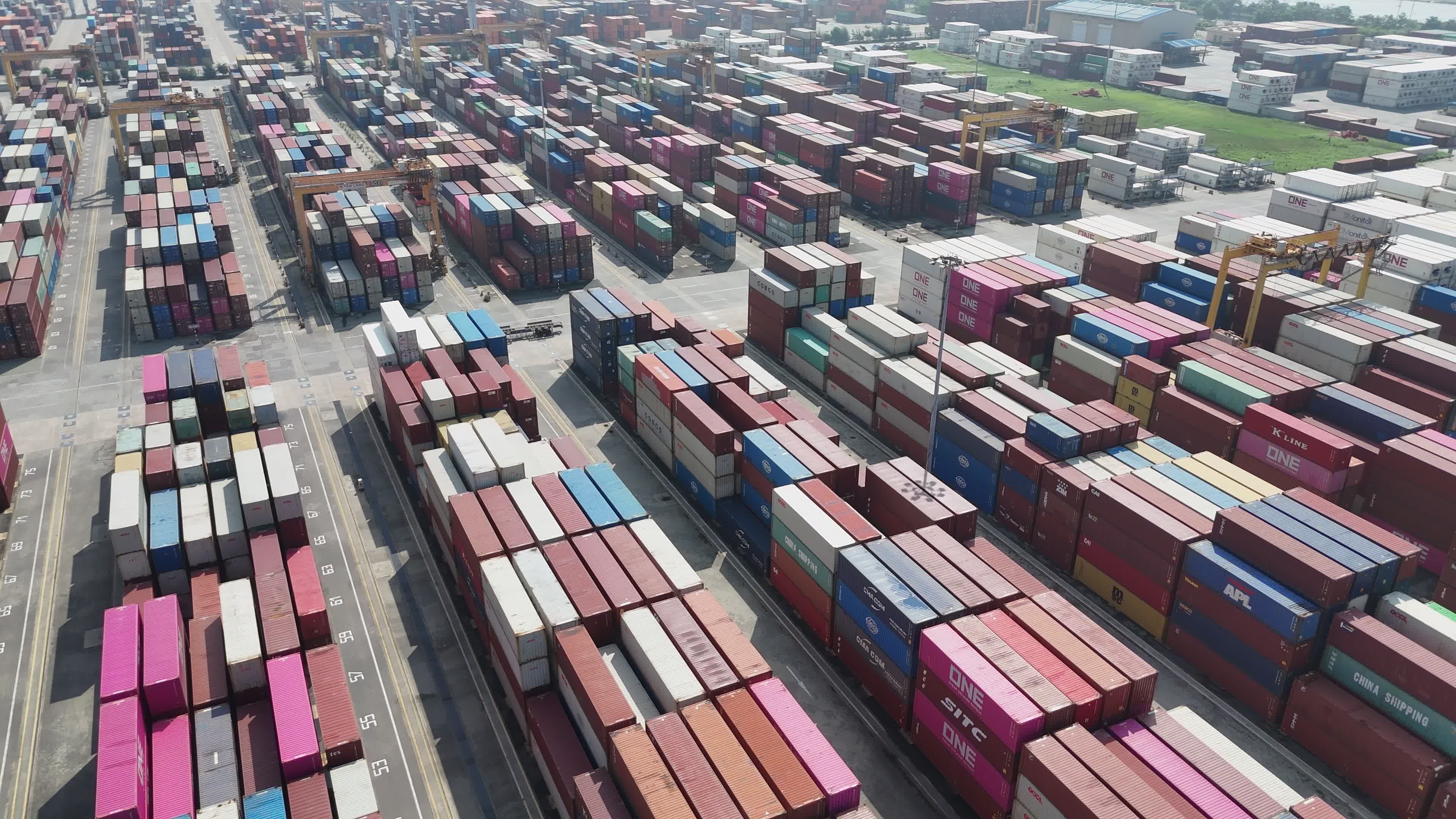Cargo Containers Pile In Rows Inside A Sea Harbor Free Stock Video ...