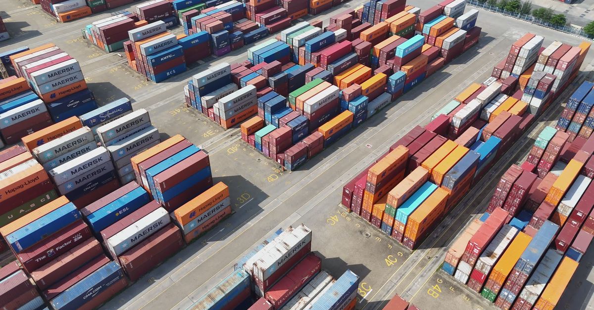 Container Traff Aerial View of Vibrant Container Port Free Stock Video Footage, Royalty ...