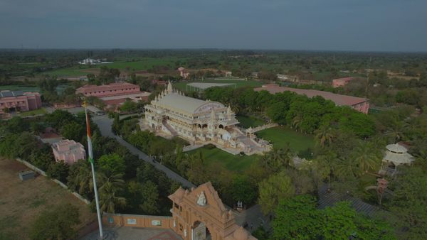 An aerial view of a large temple in the city Free Stock Video Footage ...