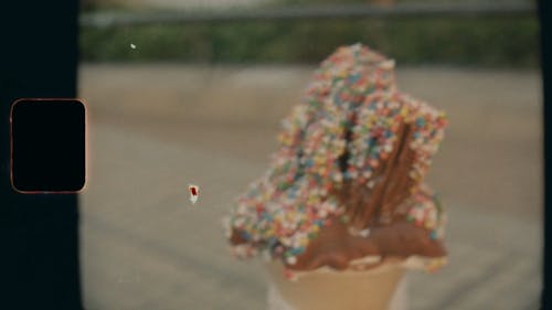 An Ice Cream On A Cone In Vintage Style