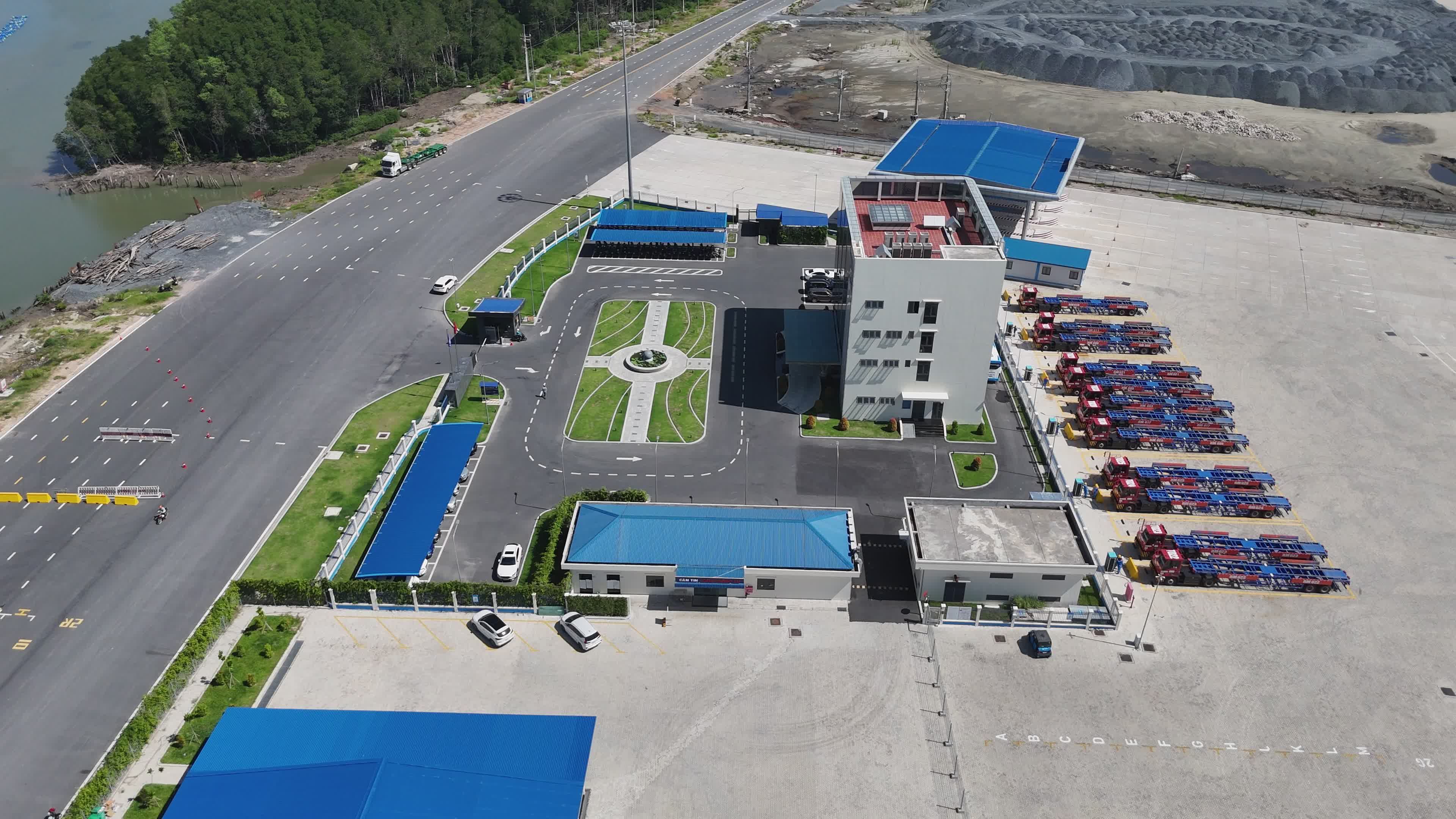 Aerial View of a Modern Container Port Terminal Free Stock Video ...
