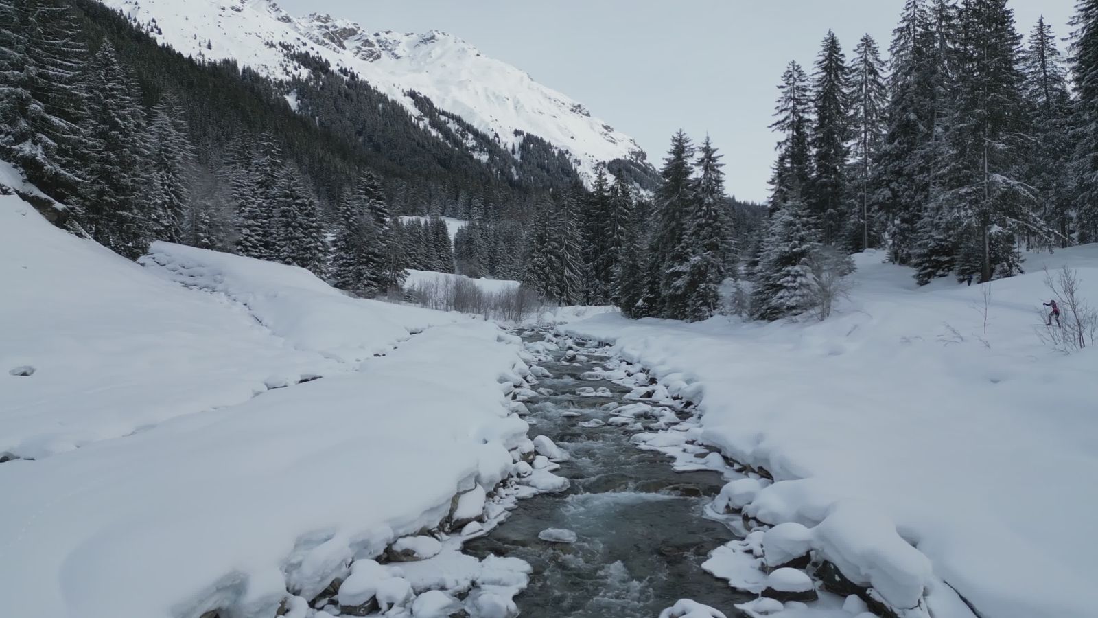 Scenic Winter Mountain Landscape Aerial View Free Stock Video Footage ...