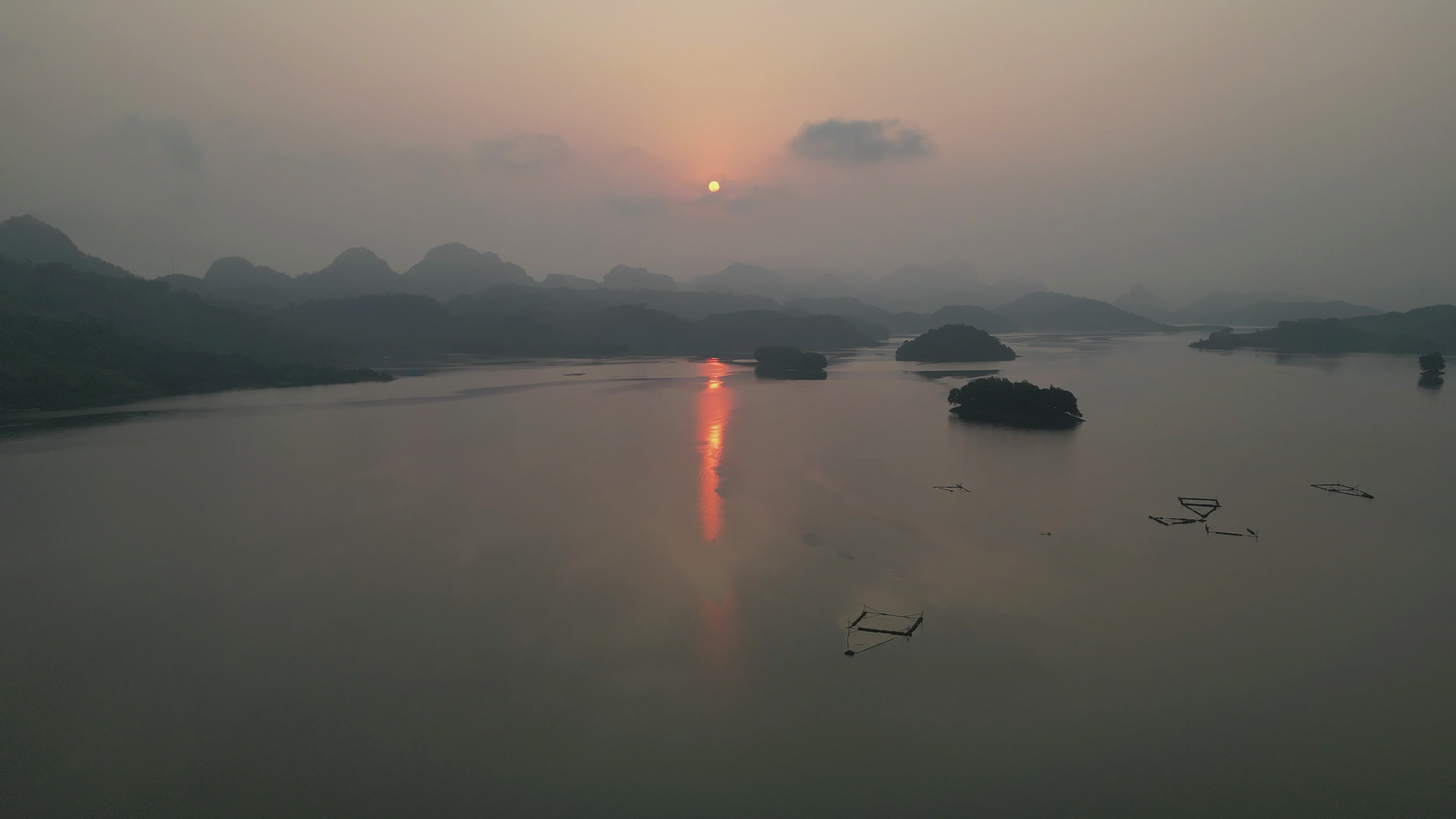 Serene Lake Sunrise with Misty Mountains Free Stock Video Footage ...