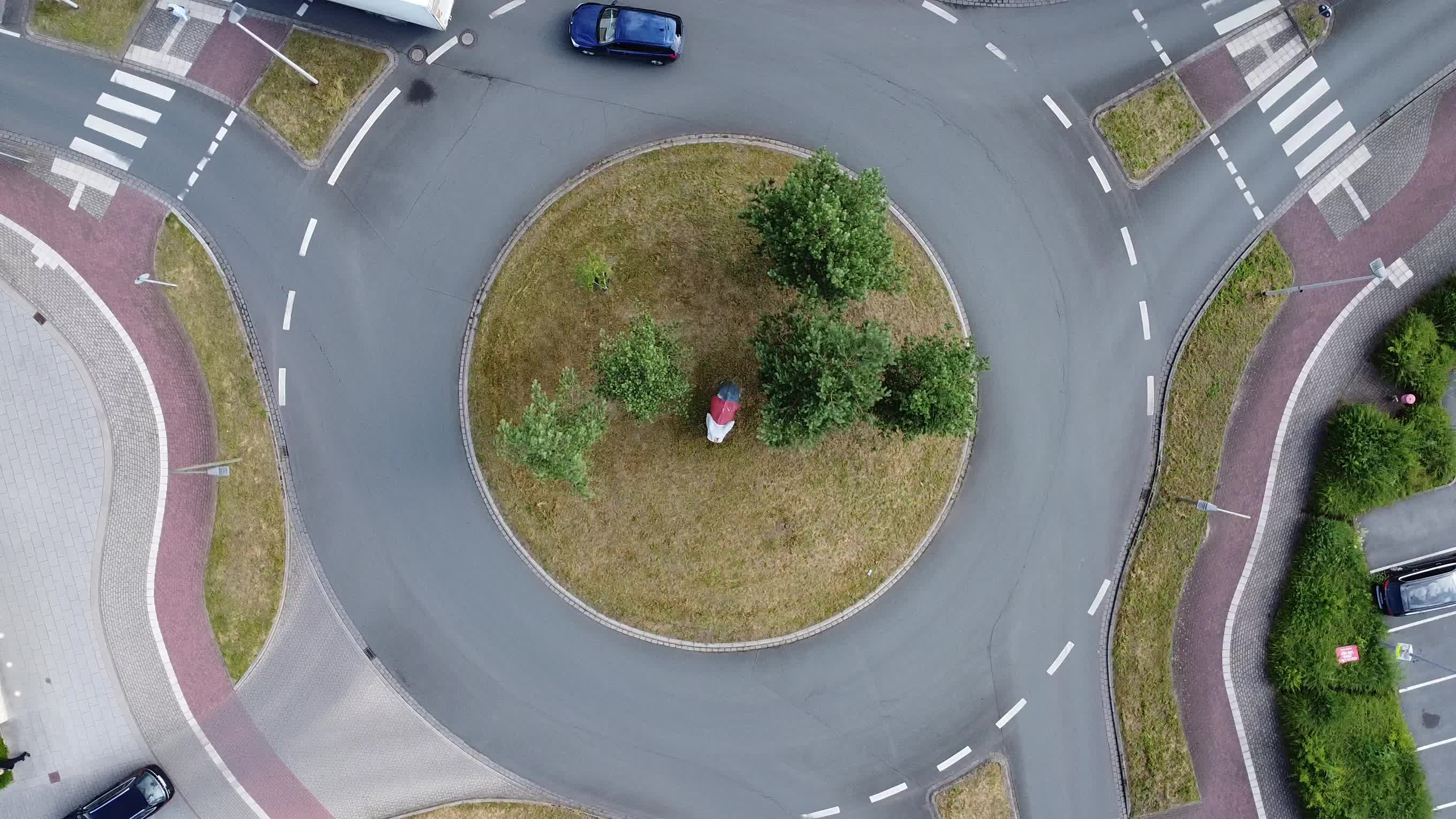Aerial View of Roundabout with Traffic Flow Free Stock Video Footage ...