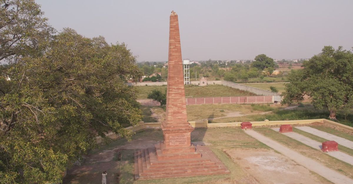 Red Bricks Monuments Aerial View of Historic Brick Monument in Park Free Stock Video Footage ...