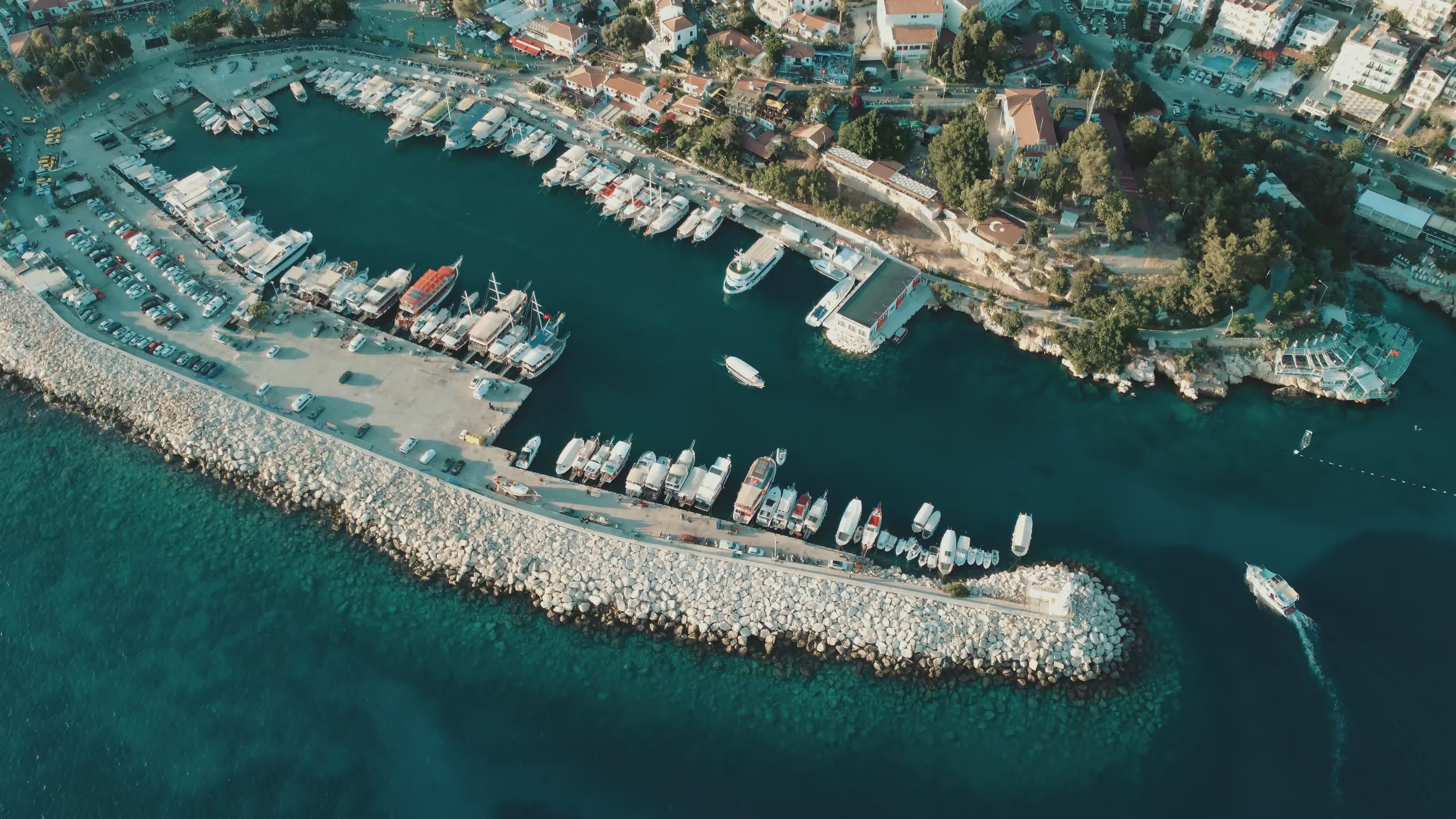 Aerial View of Coastal Town Harbor Free Stock Video Footage, Royalty ...