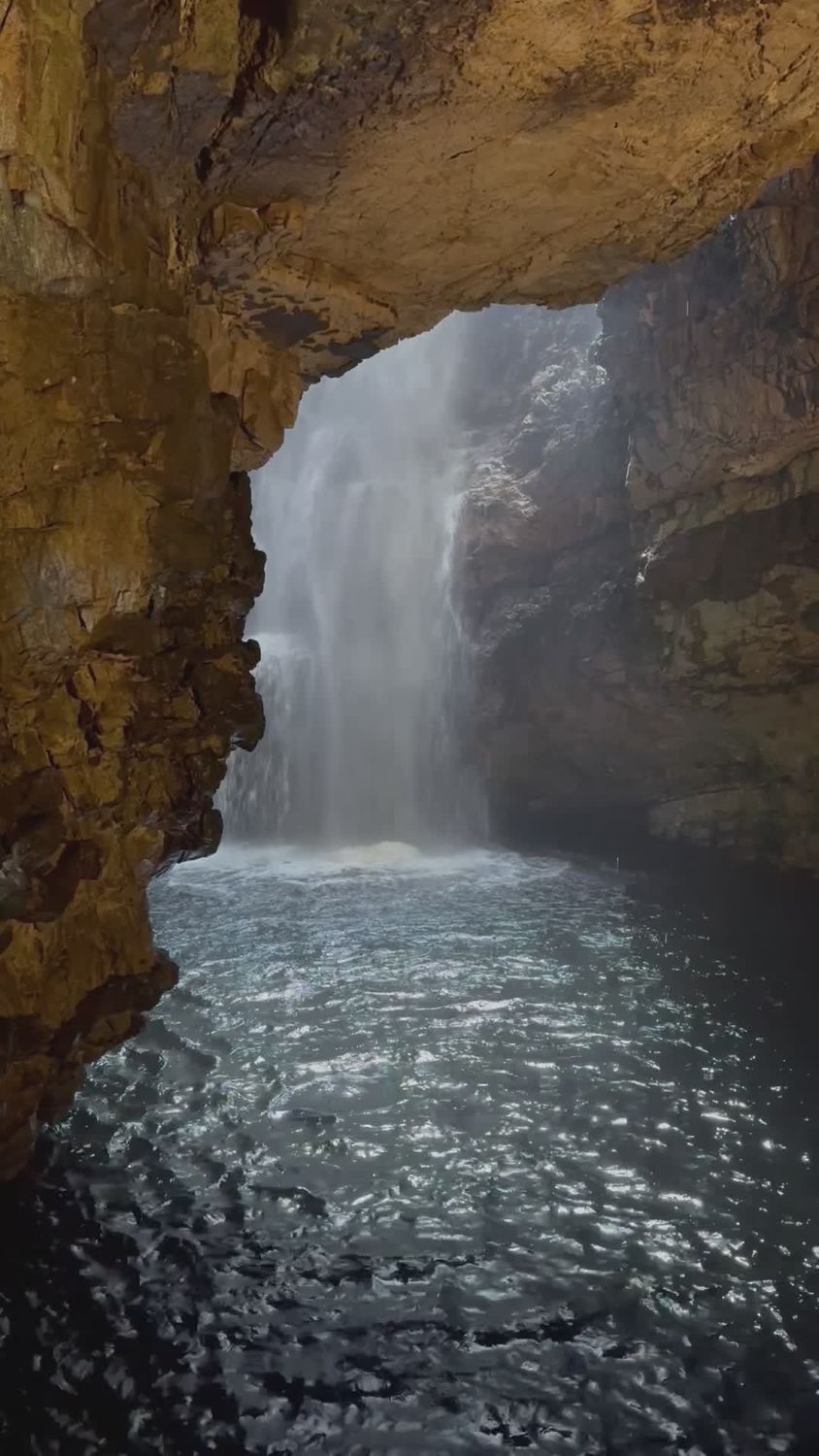 Majestic Waterfall Through Rocky Cave Free Stock Video Footage, Royalty ...