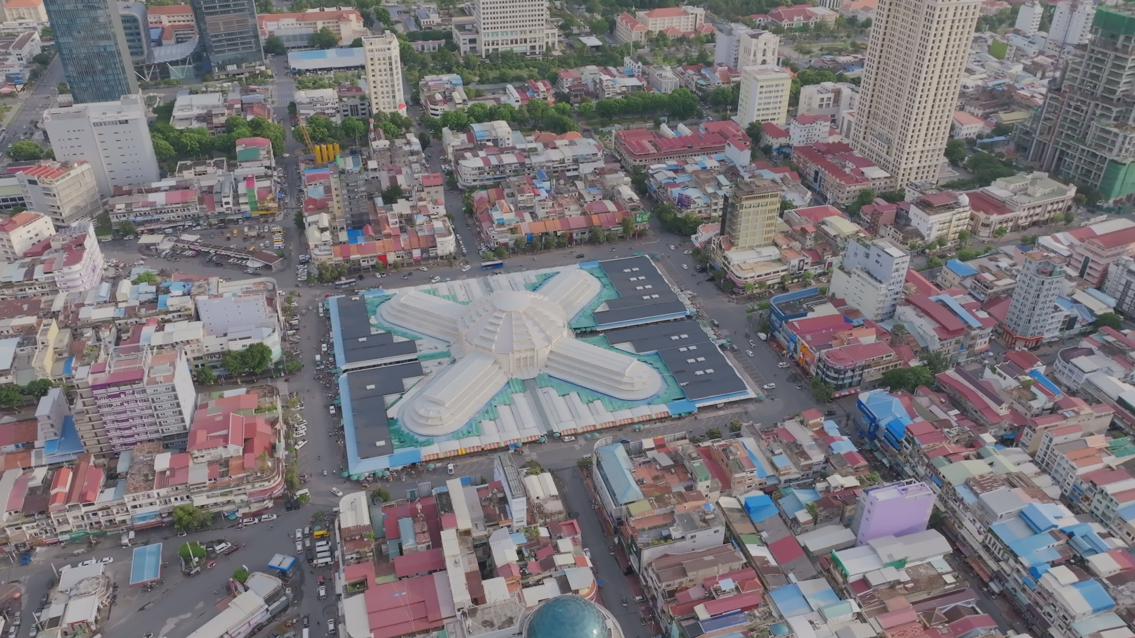 Aerial View of Urban Market Amidst Cityscape Free Stock Video Footage ...