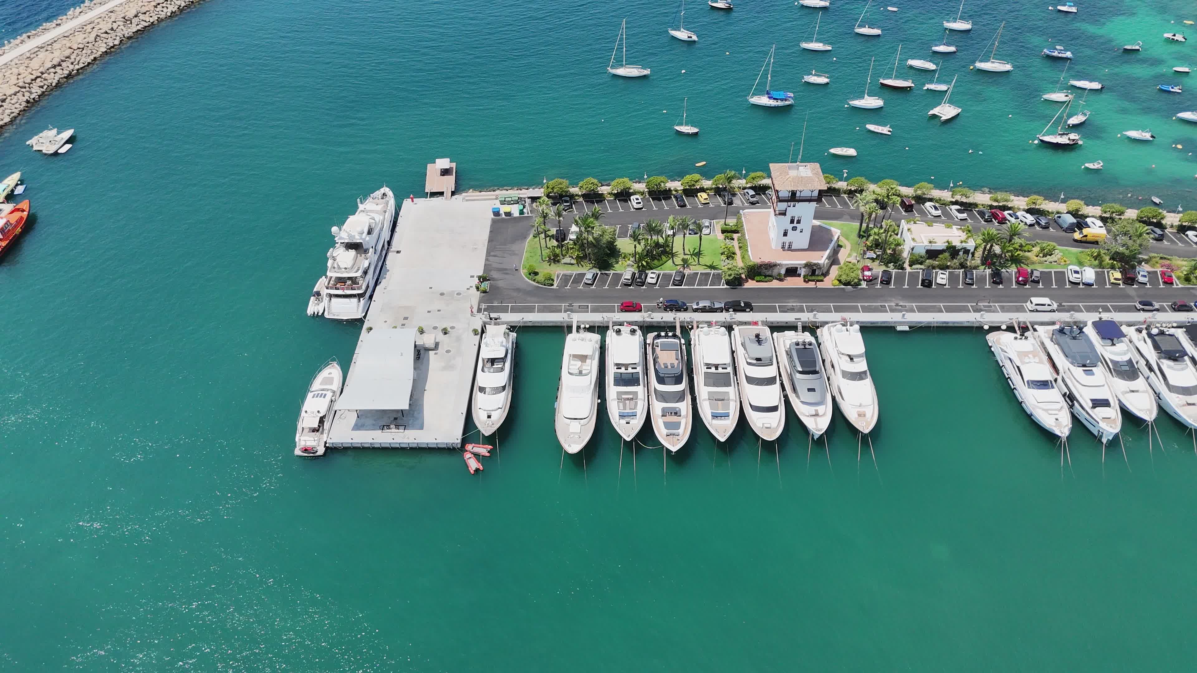 Aerial View of Vibrant Marina with Yachts Free Stock Video Footage ...