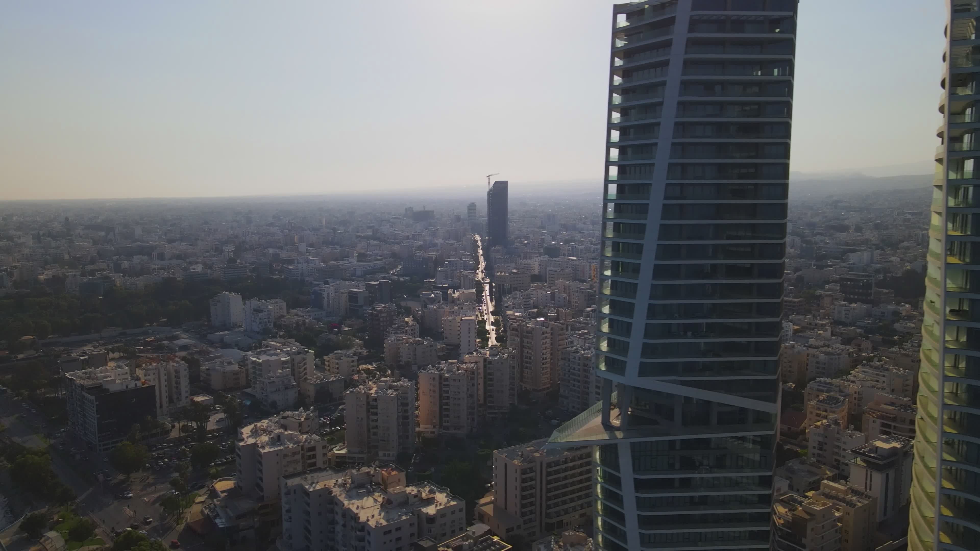 Aerial View of Urban Skyline at Dusk Free Stock Video Footage, Royalty ...