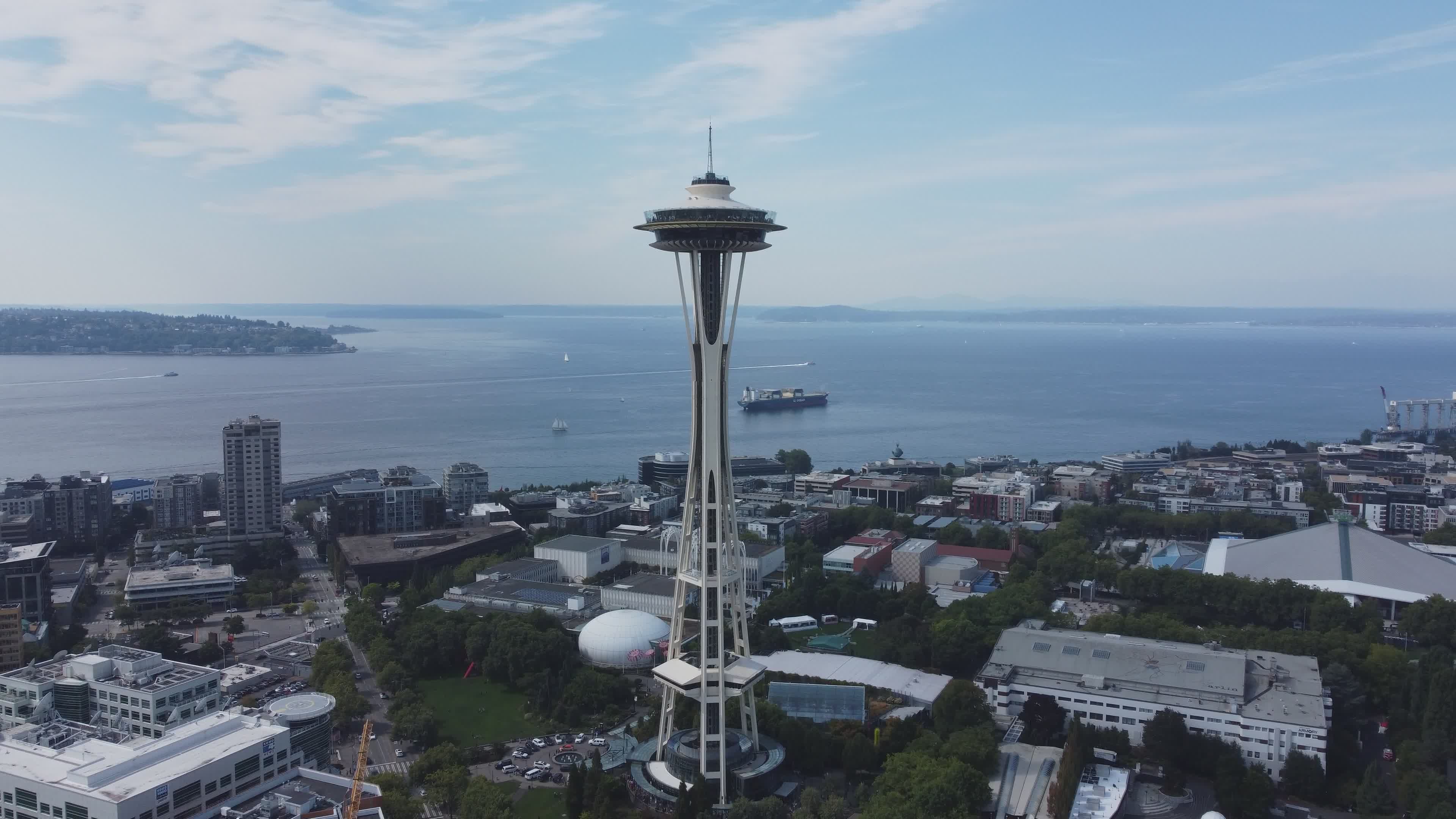 Aerial View of Seattle's Space Needle Free Stock Video Footage, Royalty ...