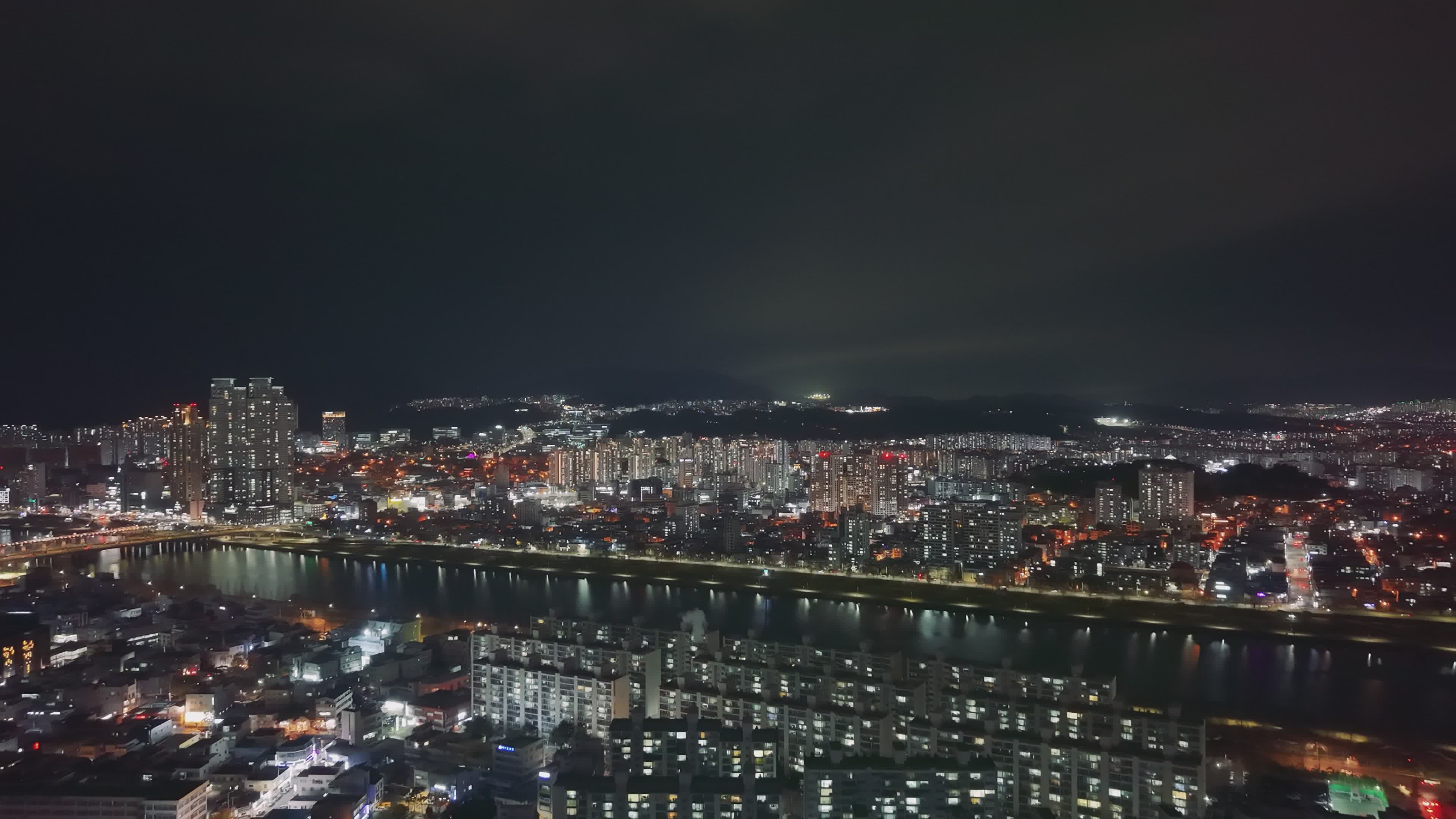 Stunning Night Aerial View of City Lights Free Stock Video Footage ...
