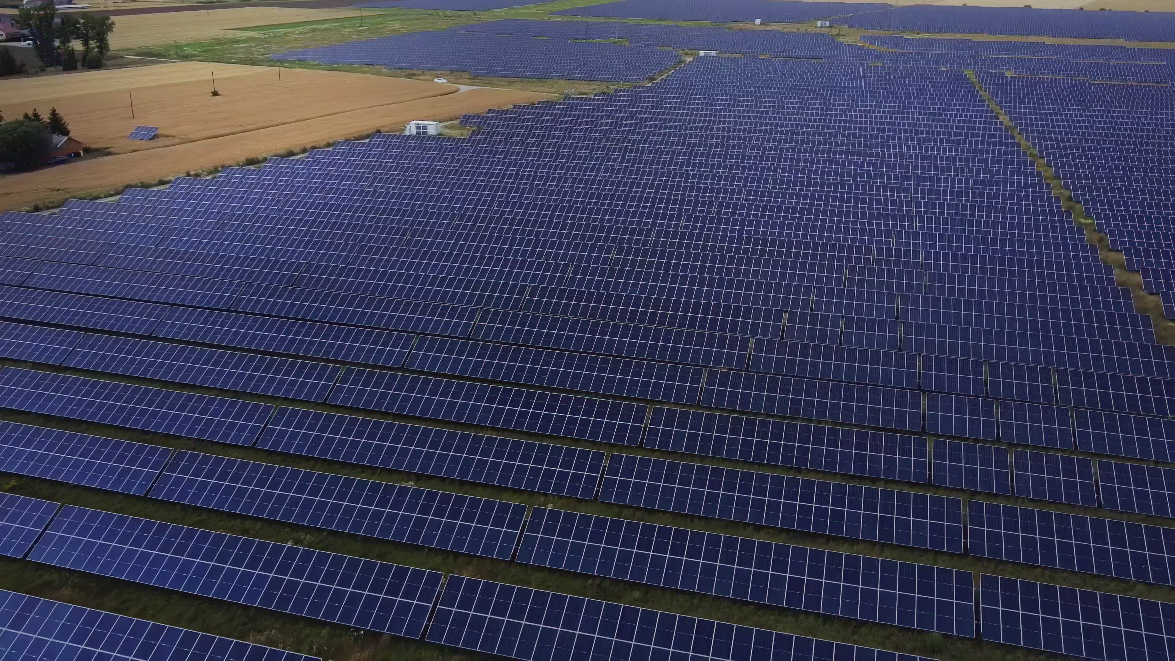 Aerial View of Expansive Solar Panel Farm Free Stock Video Footage ...
