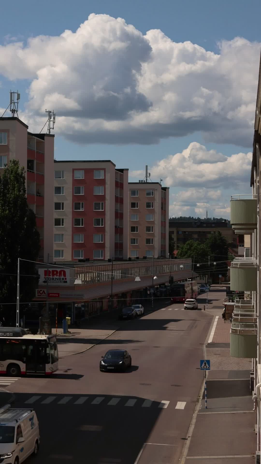 Busy Urban Street with Traffic and High-rise Buildings Free Stock Video ...
